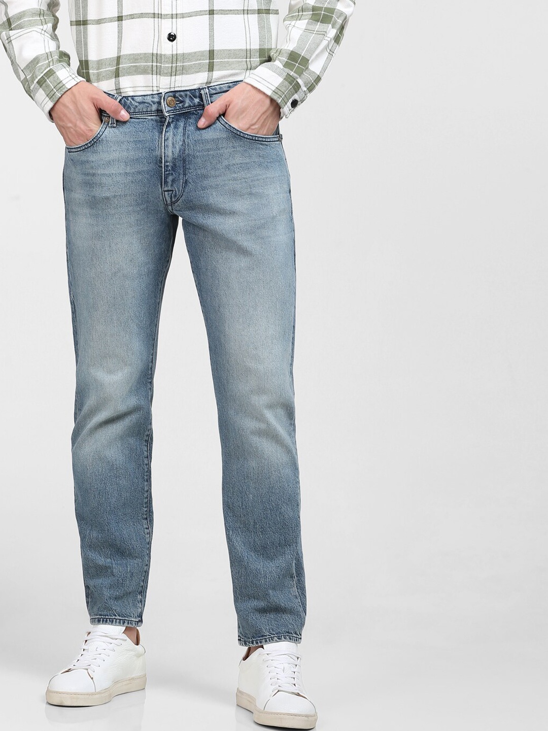 

SELECTED Men Blue Straight Fit Light Fade Organic Cotton Jeans