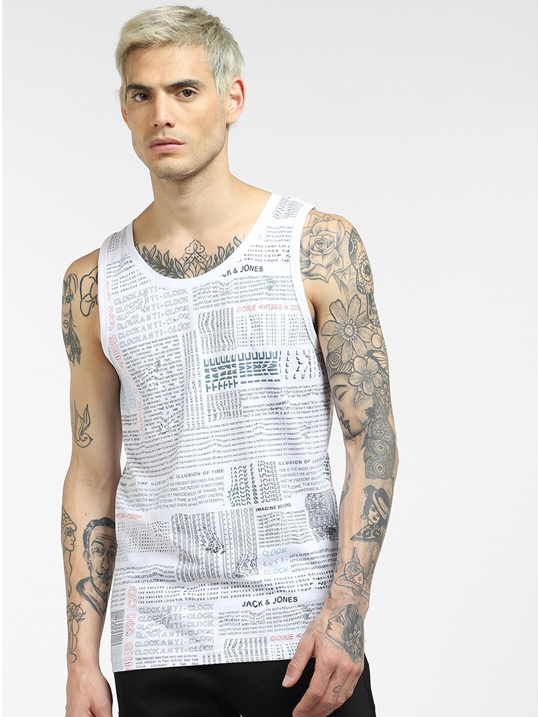 

Jack & Jones Men White Printed Cotton T-shirt