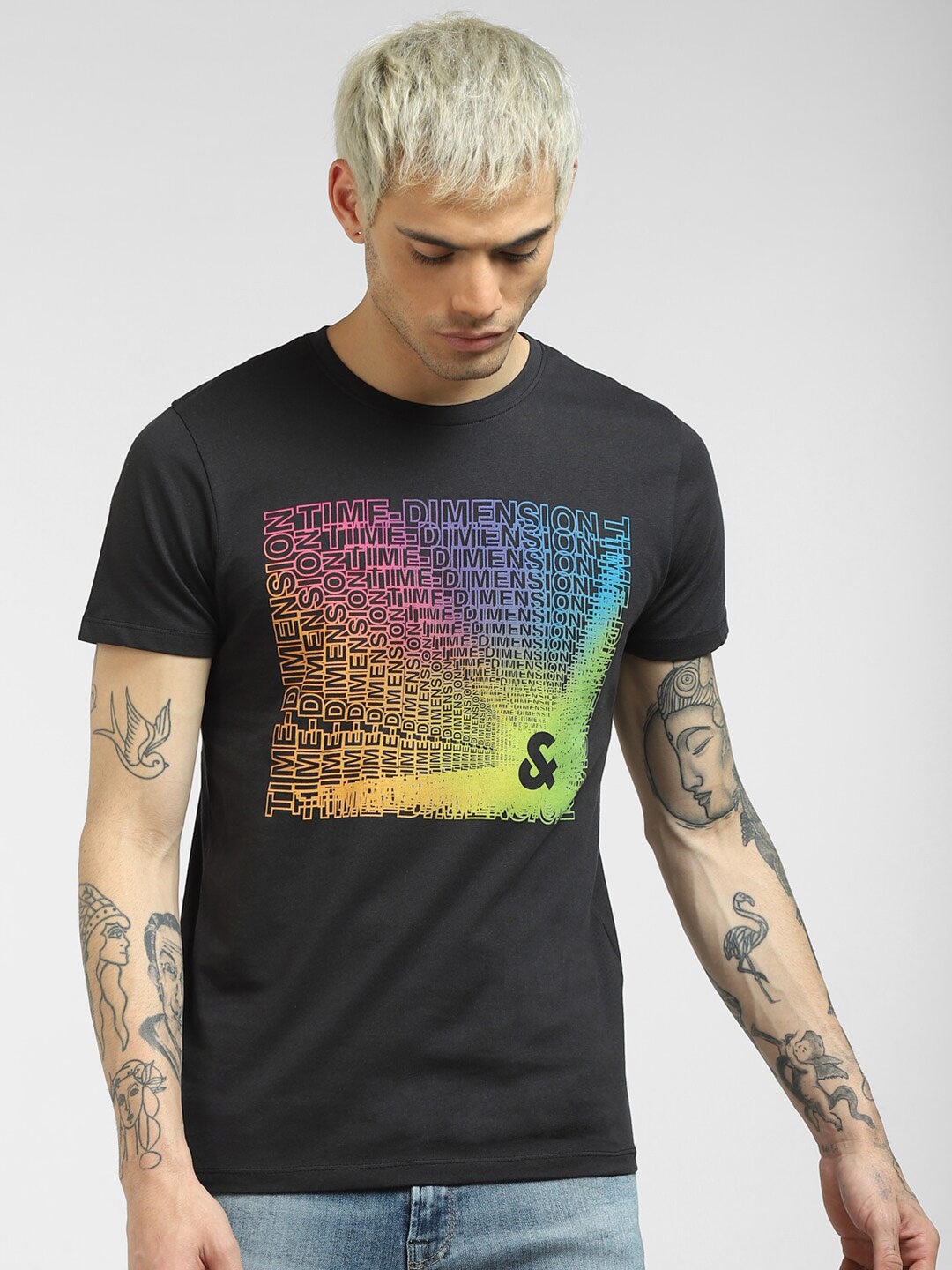 

Jack & Jones Men Black Printed T-shirt