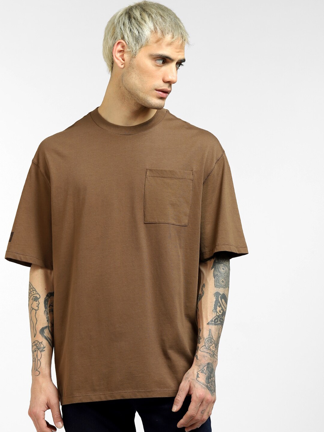 

Jack & Jones Men Brown Cotton T-shirt