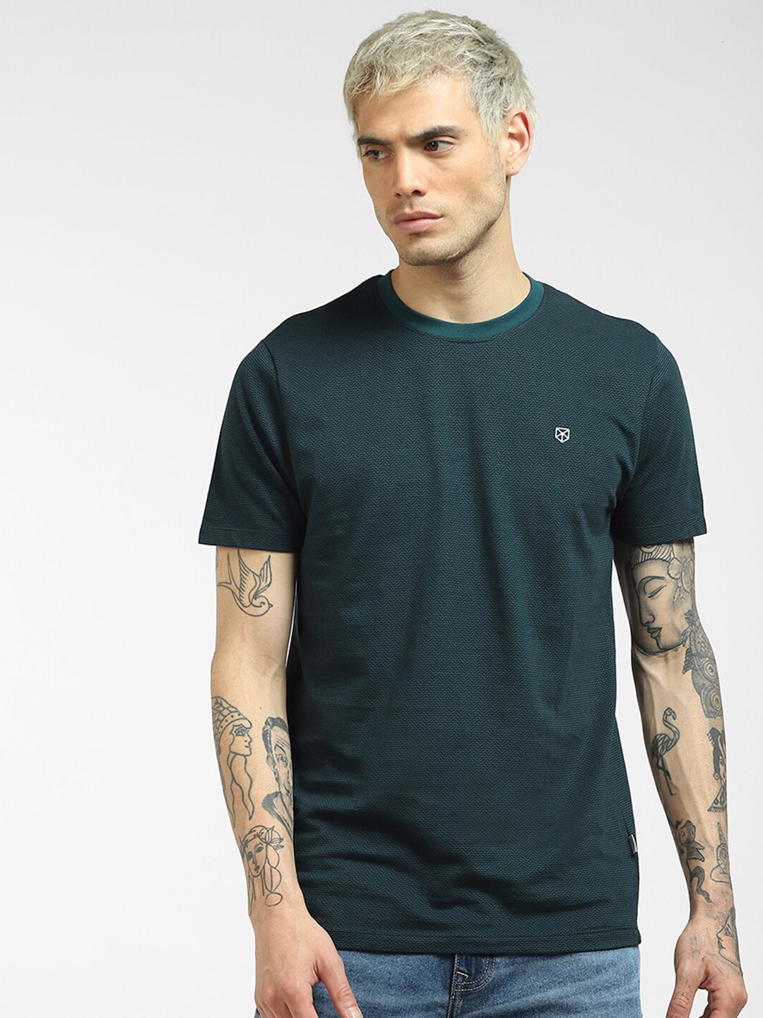 

Jack & Jones Men Green Solid T-shirt