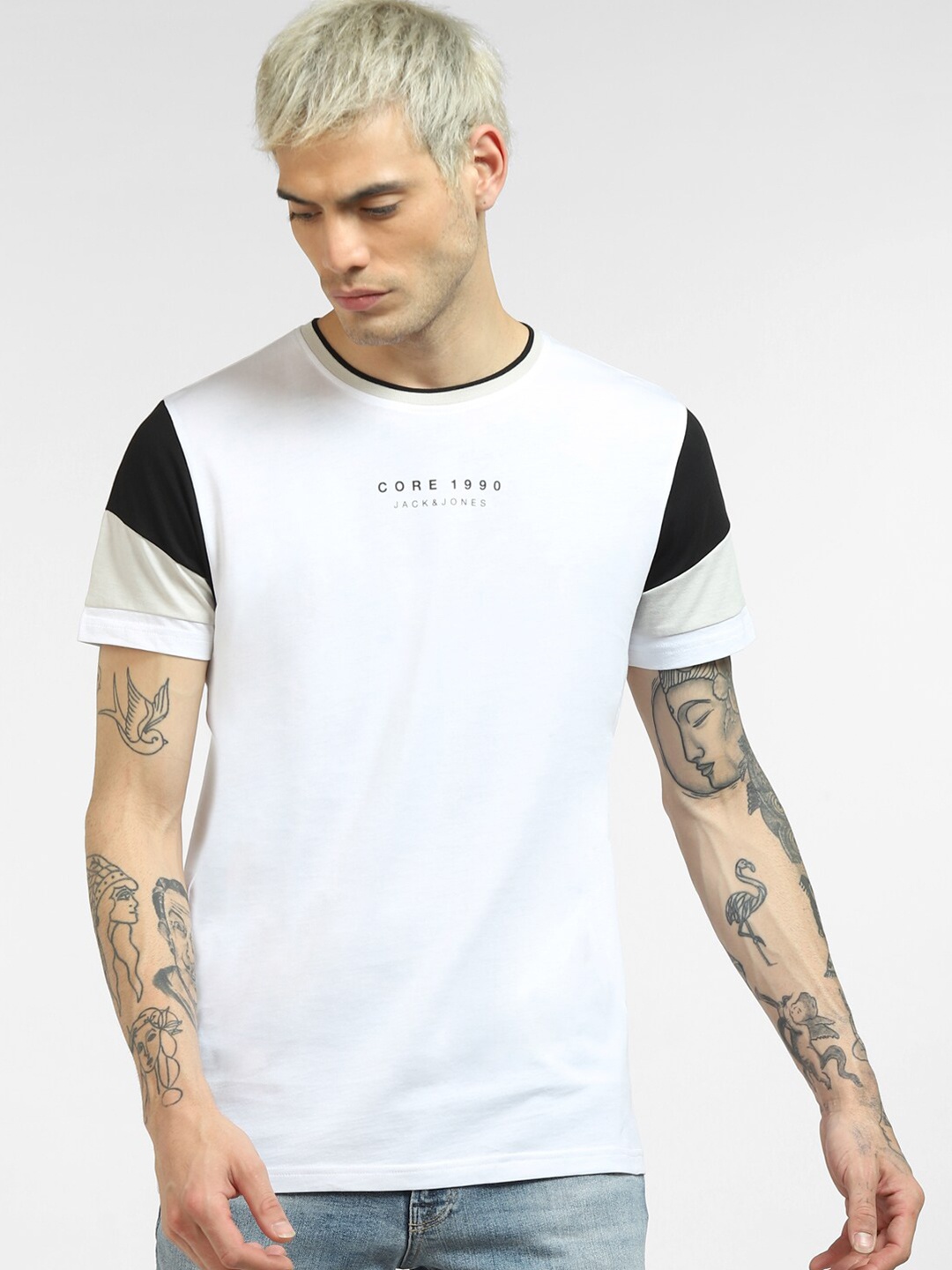 

Jack & Jones Men White Cotton T-shirt