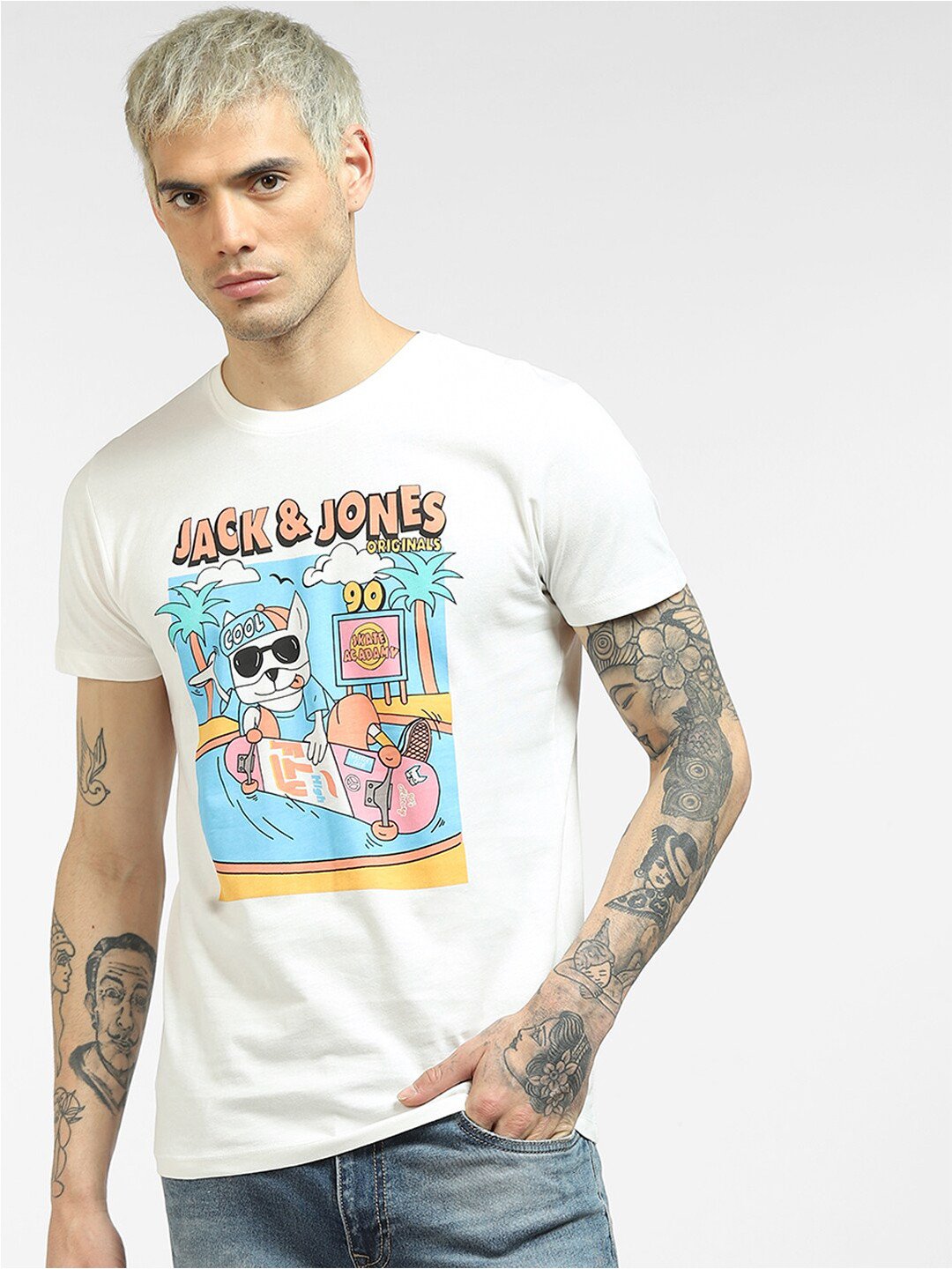 

Jack & Jones Men White Printed T-shirt