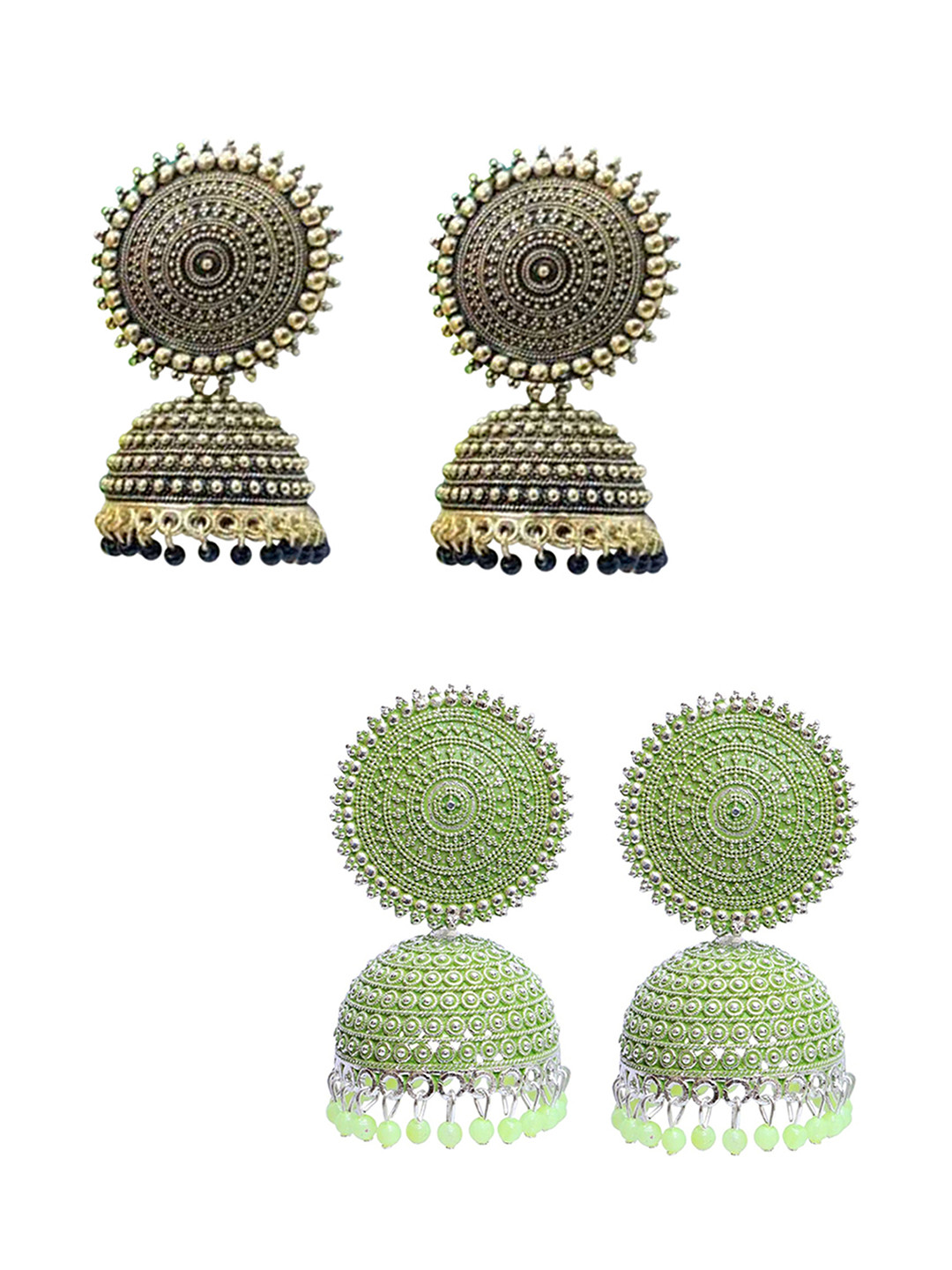 

Vembley Combo of 2 Green Contemporary Jhumkas Earrings