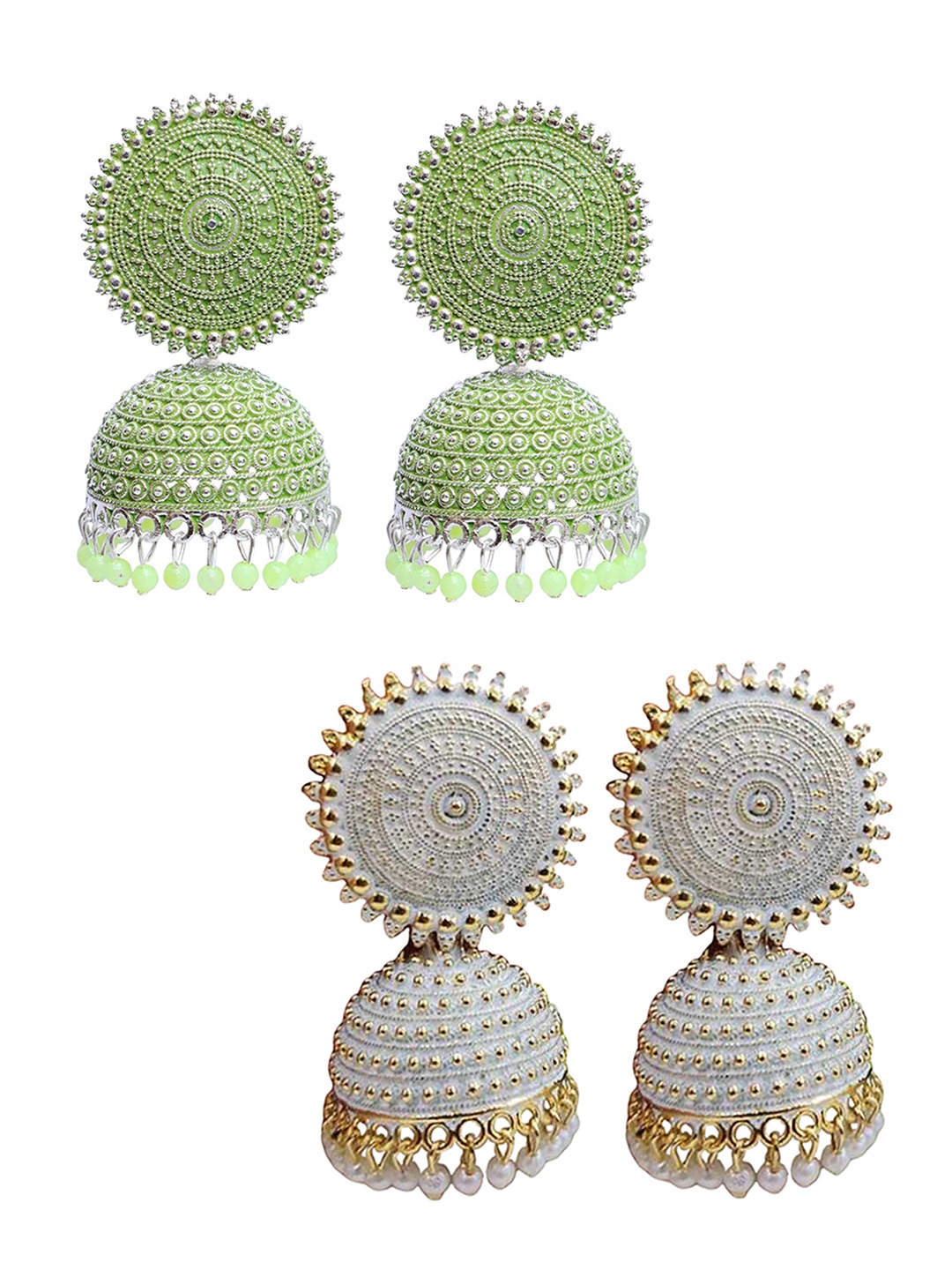 

Vembley Set of 2 Contemporary Jhumkas Earrings, White