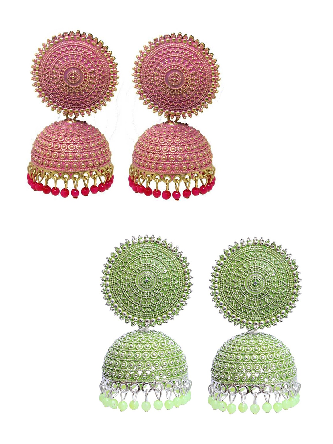 

Vembley Combo of 2 Green Contemporary Jhumkas Earrings