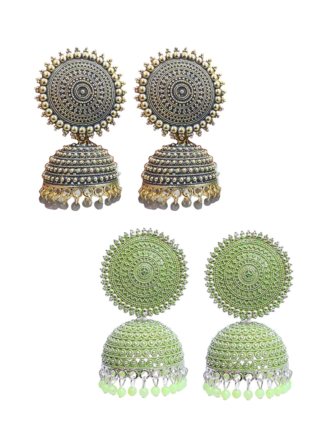

Vembley Combo of 2 Green Contemporary Jhumkas Earrings