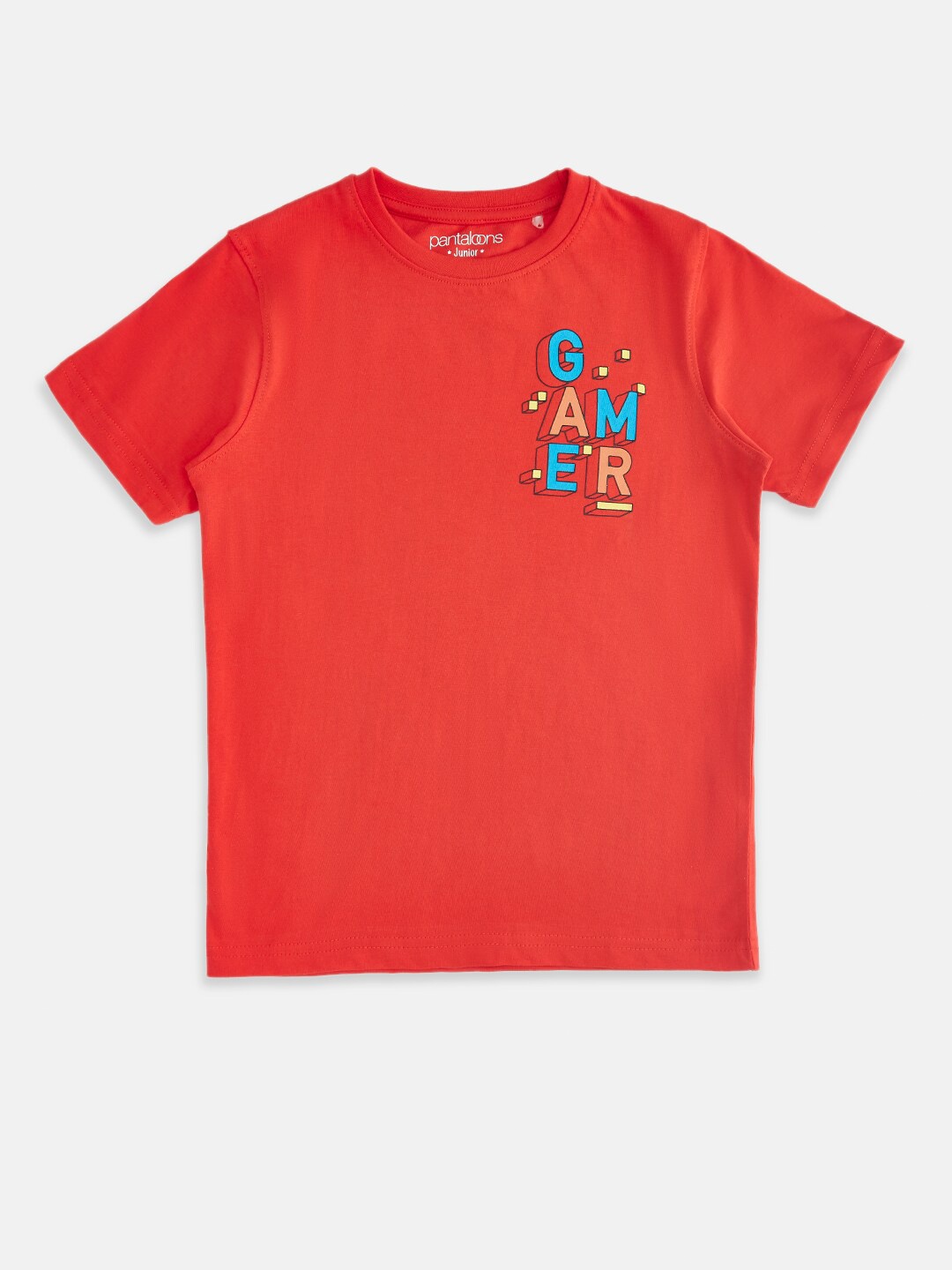 

Pantaloons Junior Boys Red Typography Printed Cotton T-shirt