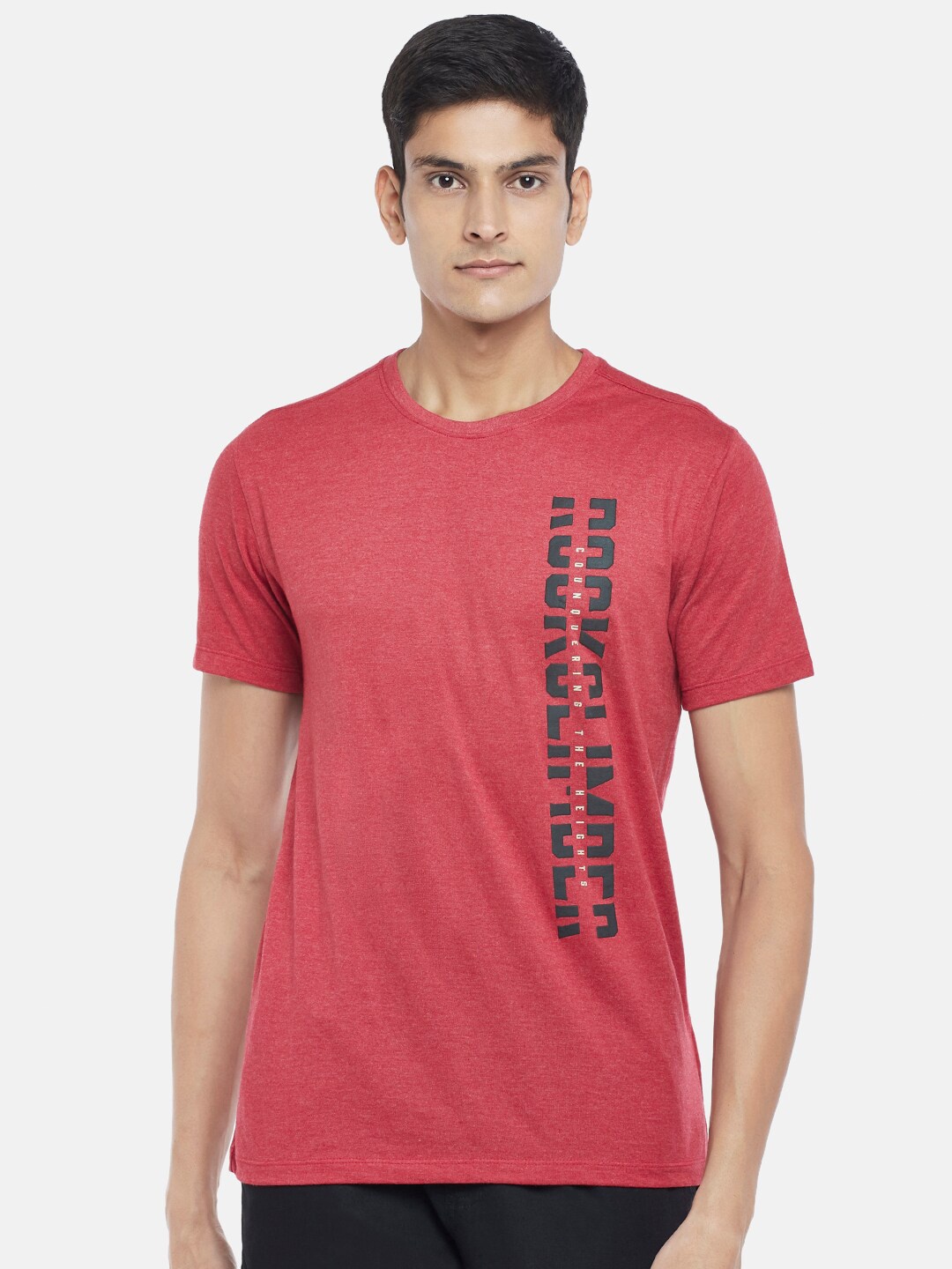 

Urban Ranger By Pantaloons Men Red Typography Printed Slim Fit Cotton T-shirt