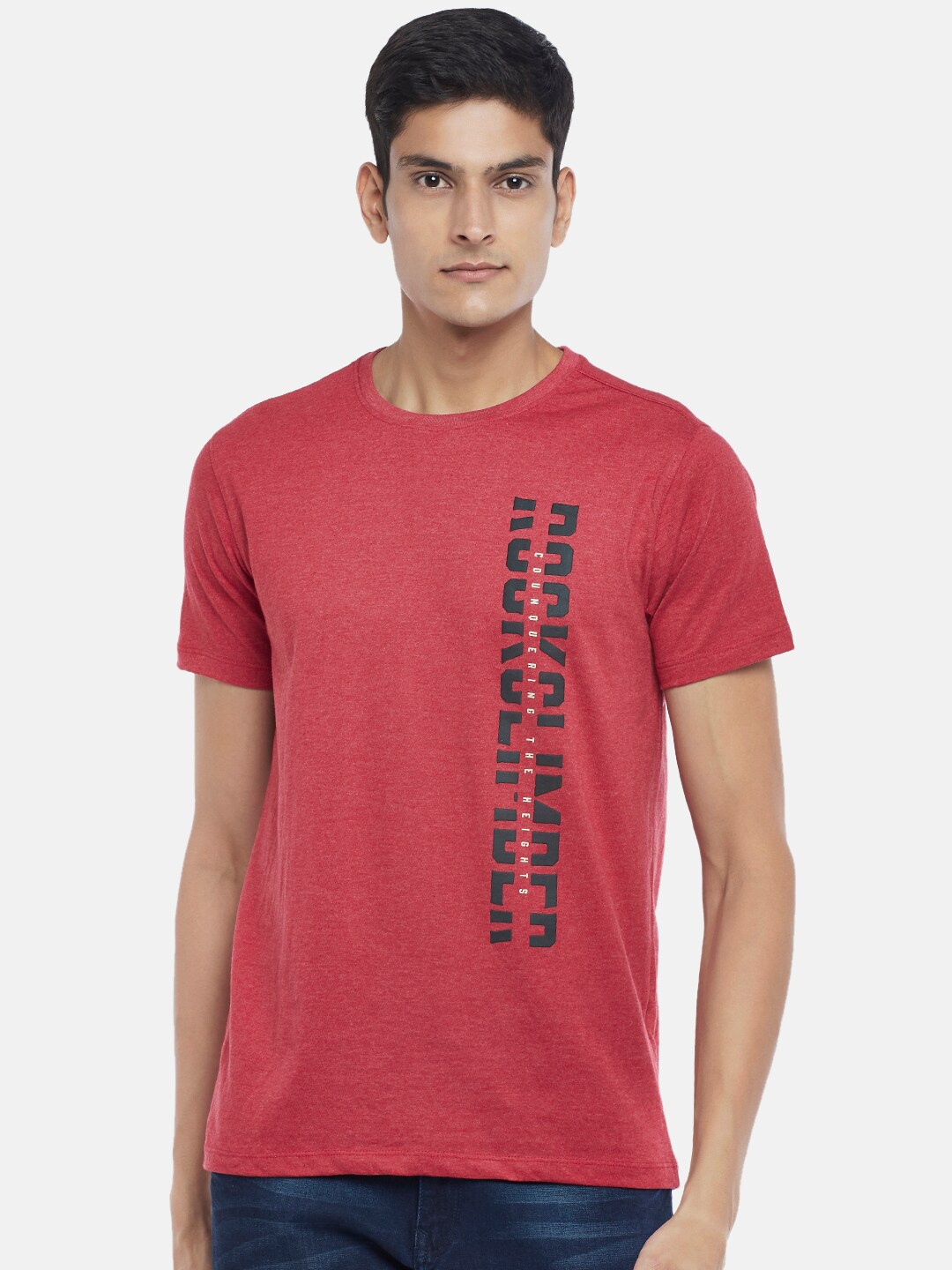 

Urban Ranger by pantaloons Men Red Typography Printed Pure Cotton Slim Fit T-shirt