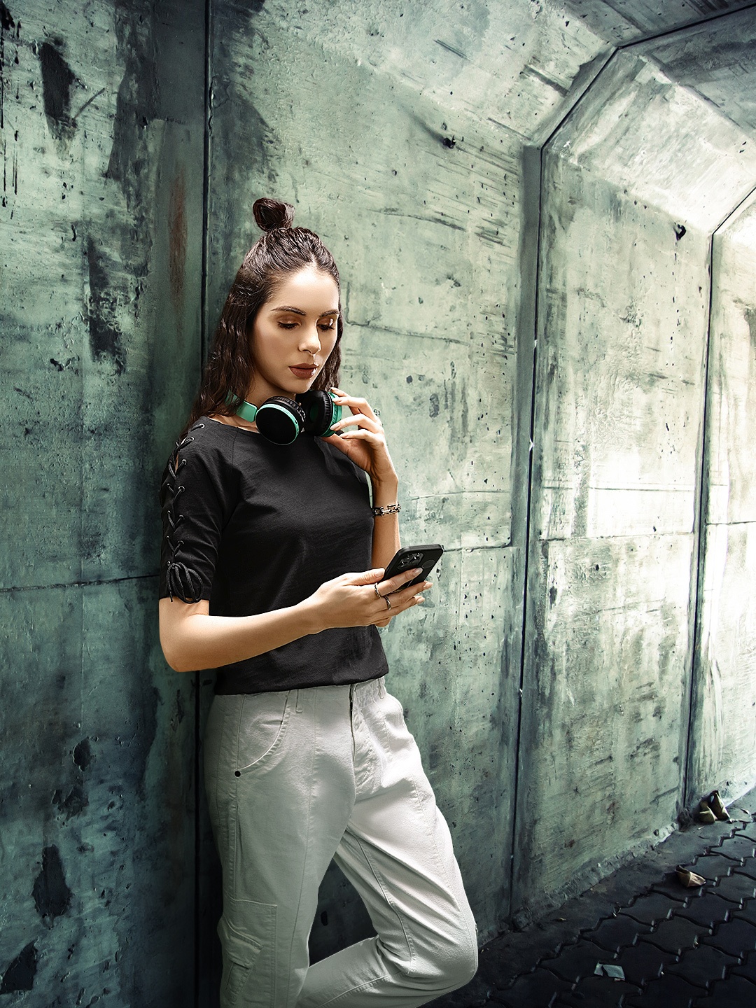 

Roadster Women Black Relaxed Fit Cotton T-shirt