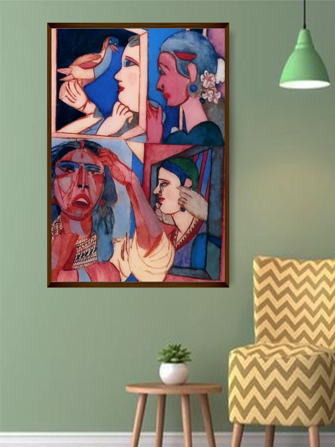 

The Art House Beige & Blue Abstract Painting Wall Art