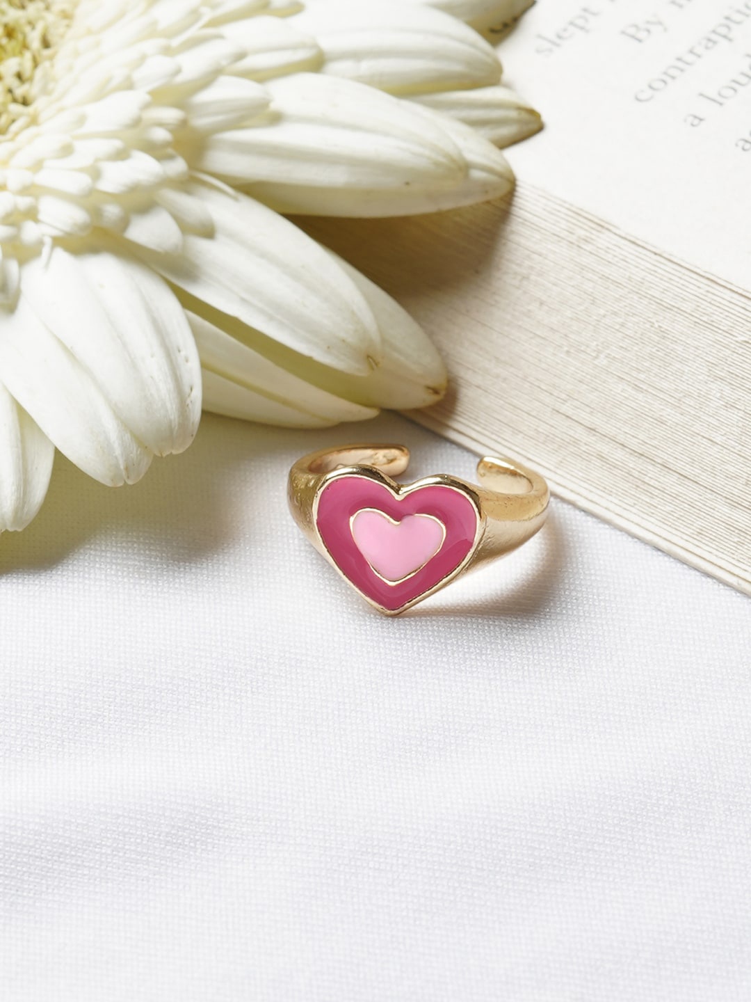 

JOKER & WITCH Gold-Plated & Pink Heart Shaped Ring