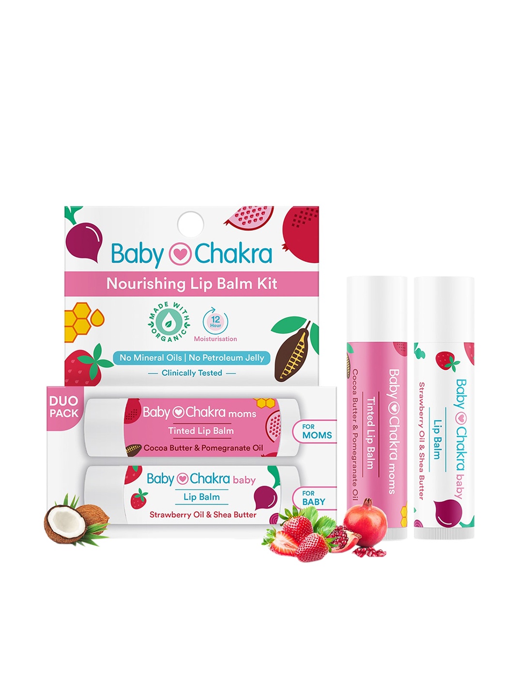 

BabyChakra Pack Of 2 Nourishing Cocoa Butter & Shea Butter Lip Balm, Pink