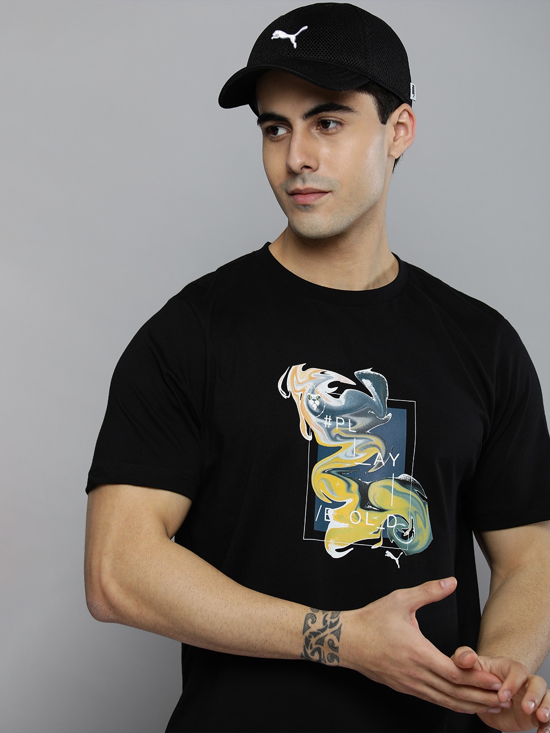 

Puma Men Black & Multicoloured Royal Challengers Bangalore Graphic T-Shirt
