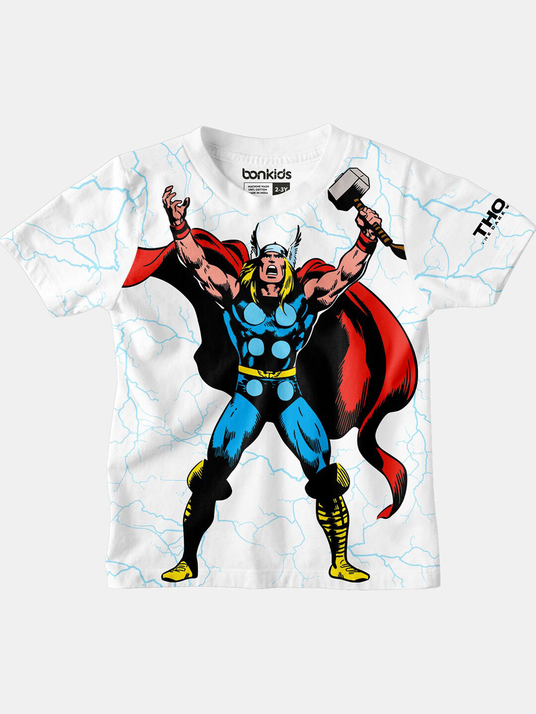 

BONKIDS Boys White Thor Printed Cotton T-shirt