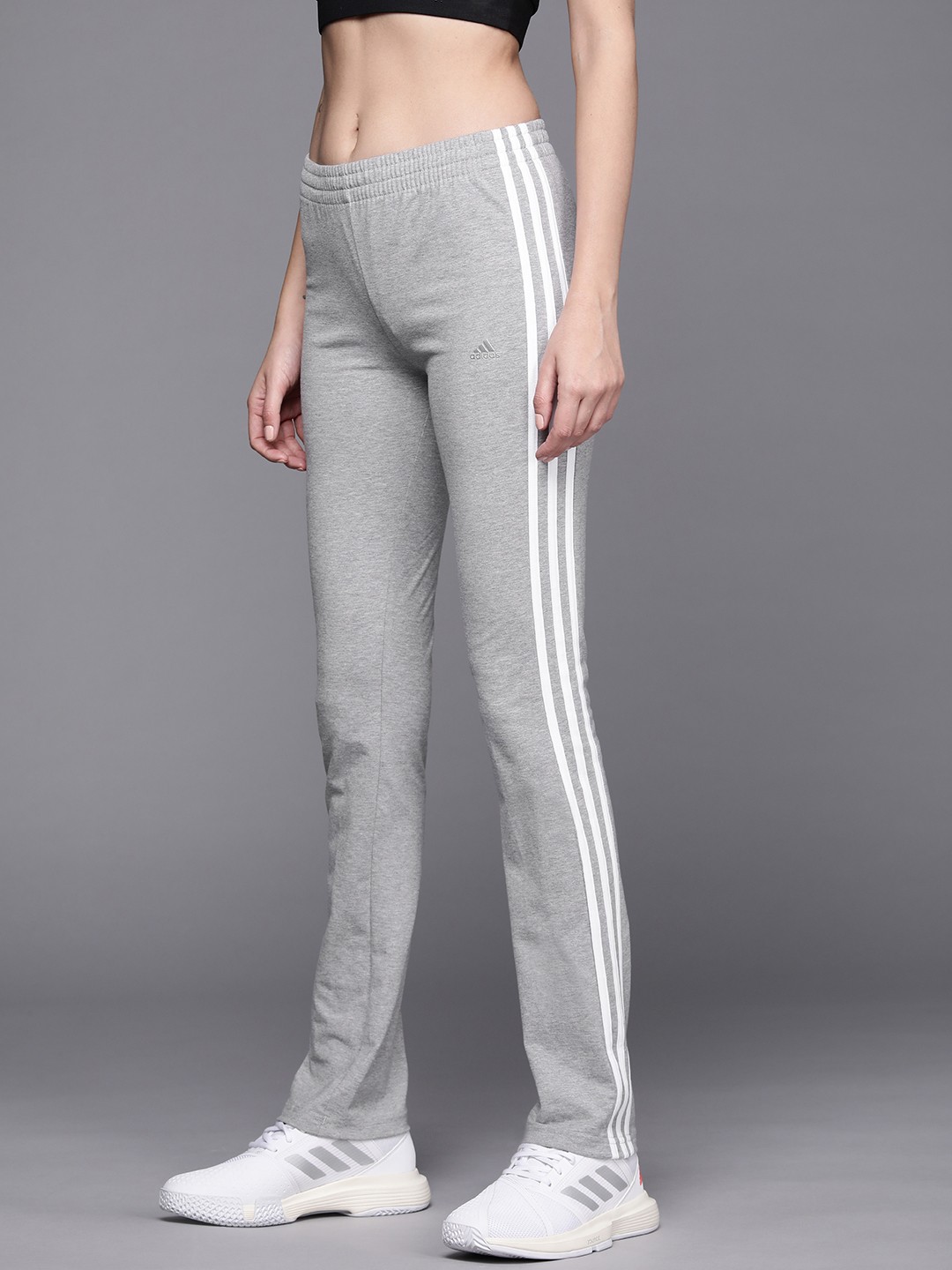 

ADIDAS Women Grey Melange Track Pants 3S YOGA with Side Stripe Detail