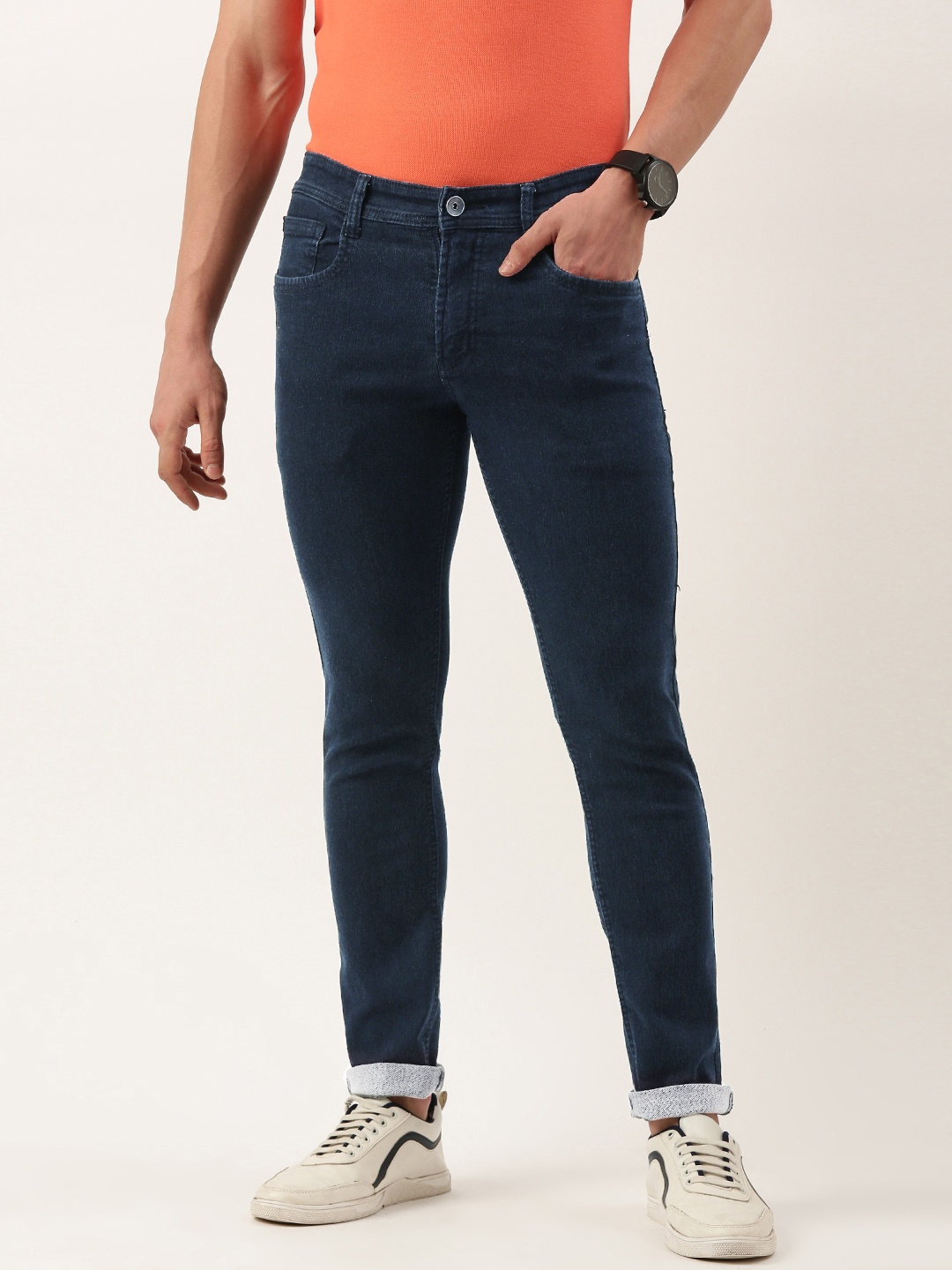 

IVOC Men Regular Fit Solid Cotton Stretchable Jeans, Blue