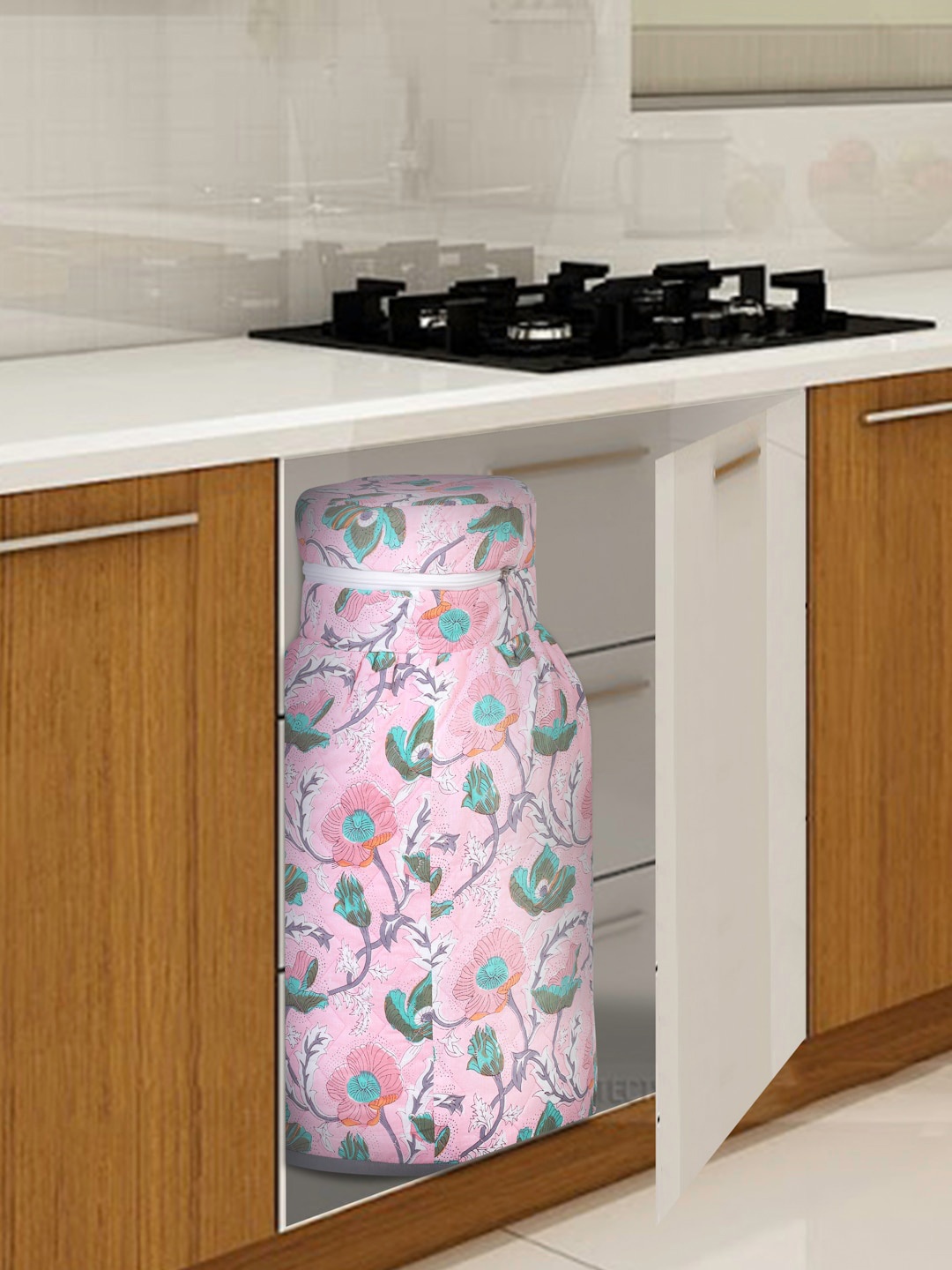 

Rajasthan Decor Pink & Green Floral Printed Cotton Gas Cylinder Appliance cover
