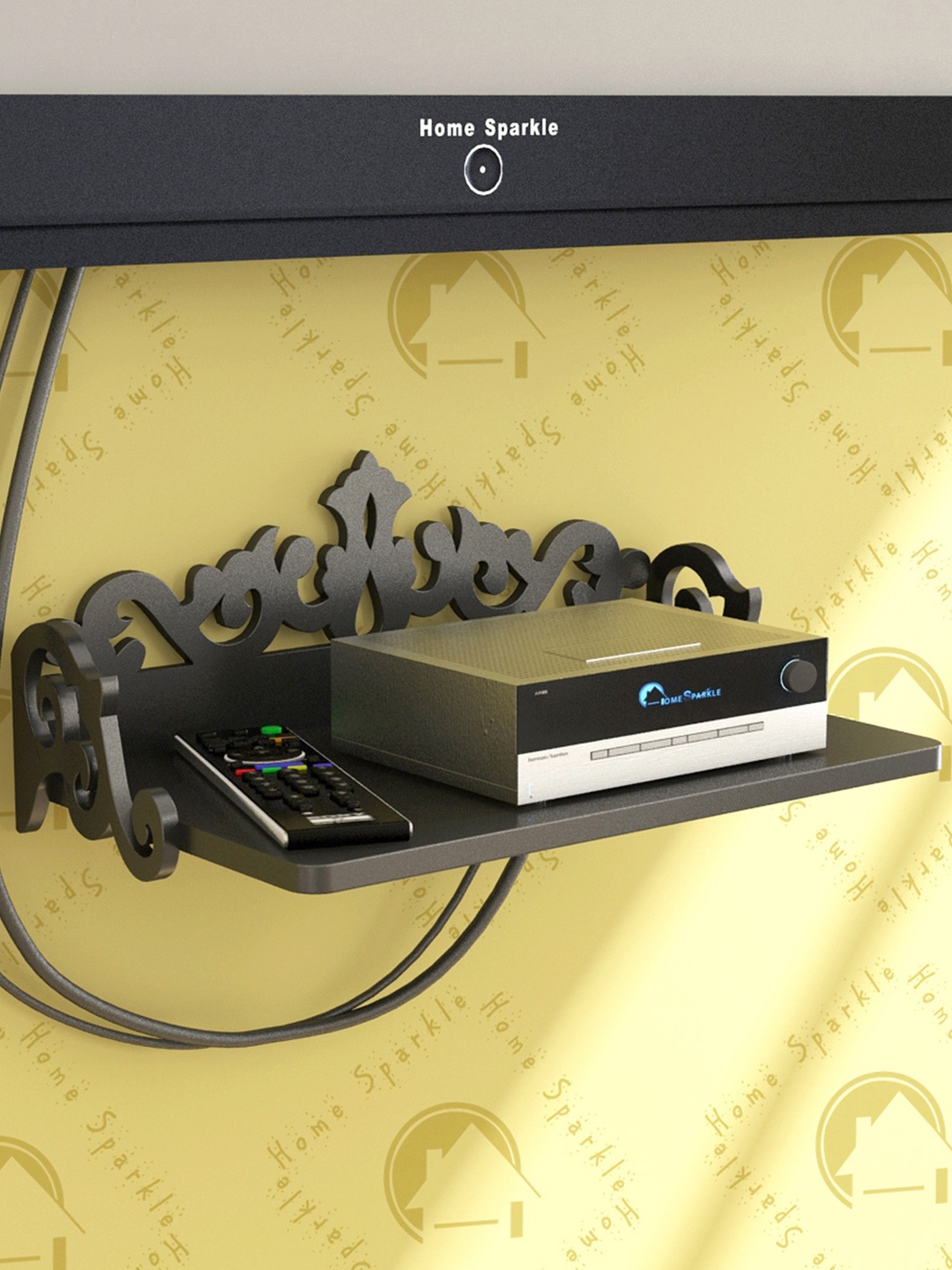 

Home Sparkle Black Carved Set Top Box Holder