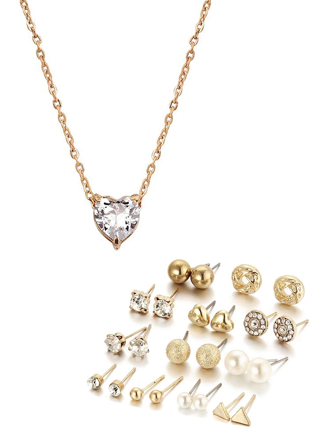 

Vembley Gold Plated White Stone Studded Jewellery Set