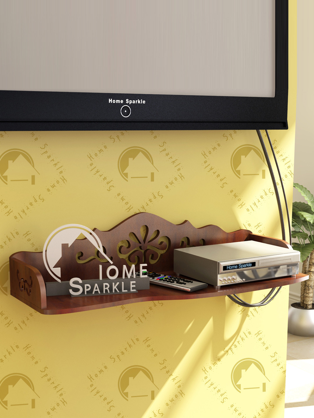 

Home Sparkle Brown Carved Wooden Wall Shelf