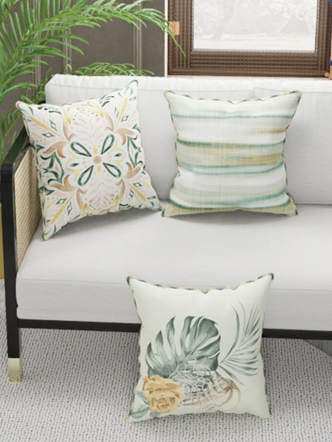

BIANCA Set of 3 Beige Floral Square Cushion Covers