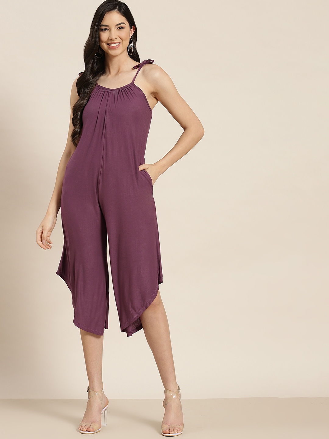 

Qurvii Burgundy Basic Jumpsuit