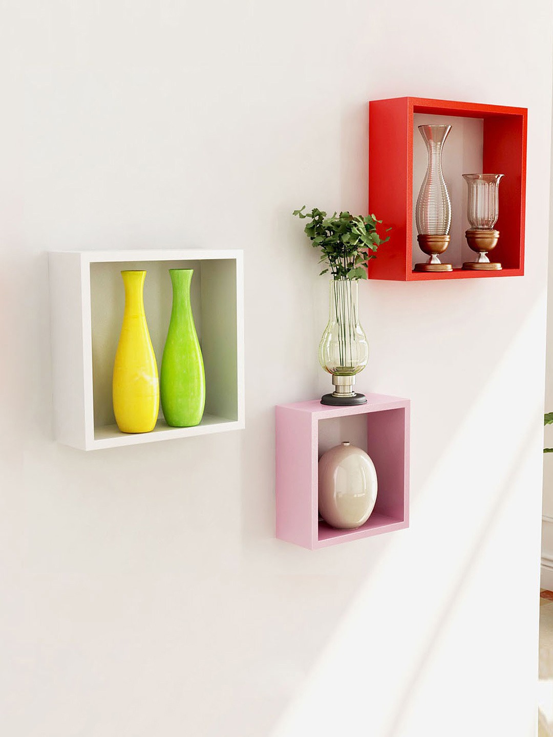 

Home Sparkle Red & White Set of 3 Wall Shelves