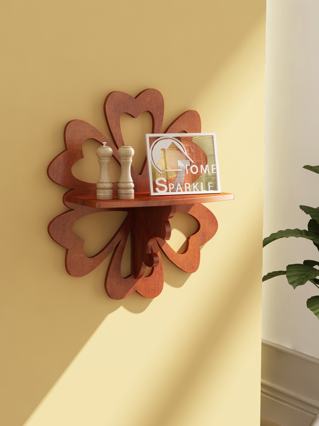 

Home Sparkle Brown Carved Wall Shelf