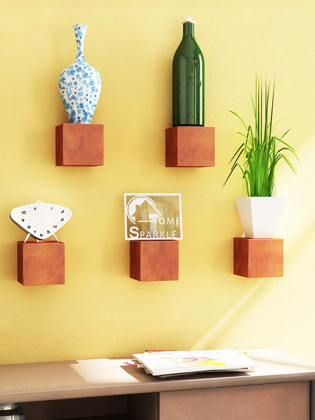 

Home Sparkle Set of 5 Brown Wall Shelves