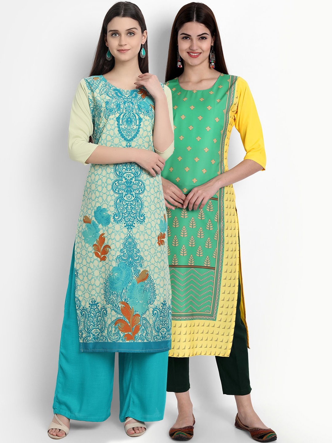 

Ethnic basket Women Multicoloured Geometric Printed Crepe Kurta, Multi