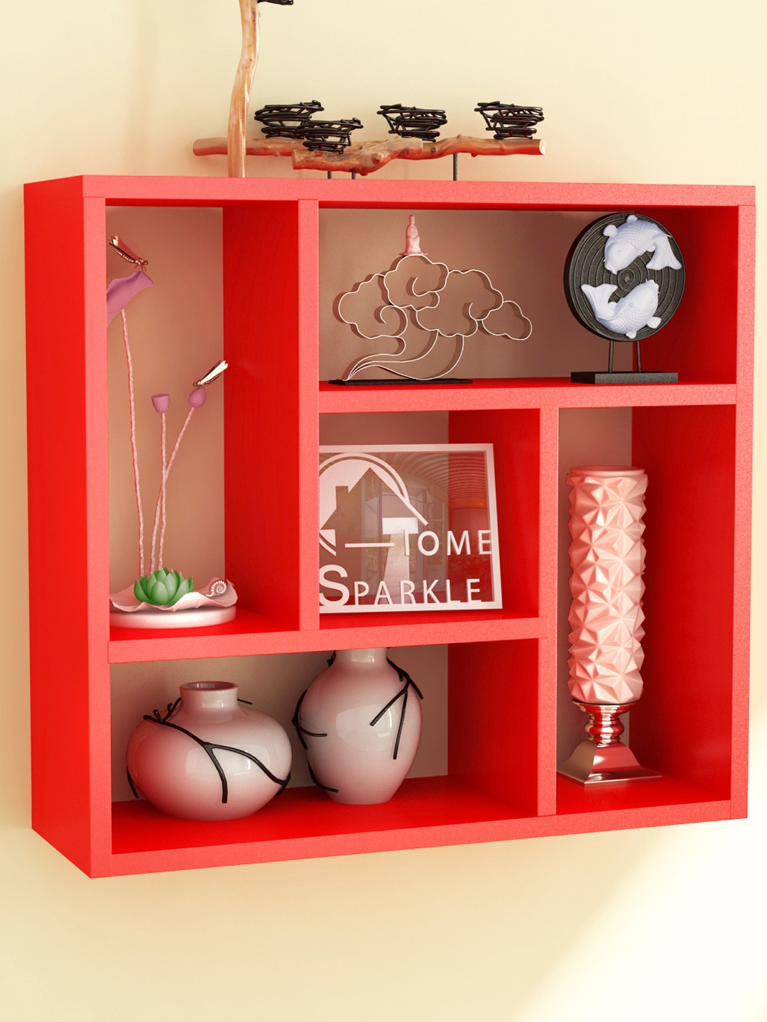 

Home Sparkle Red Square Wall Shelf