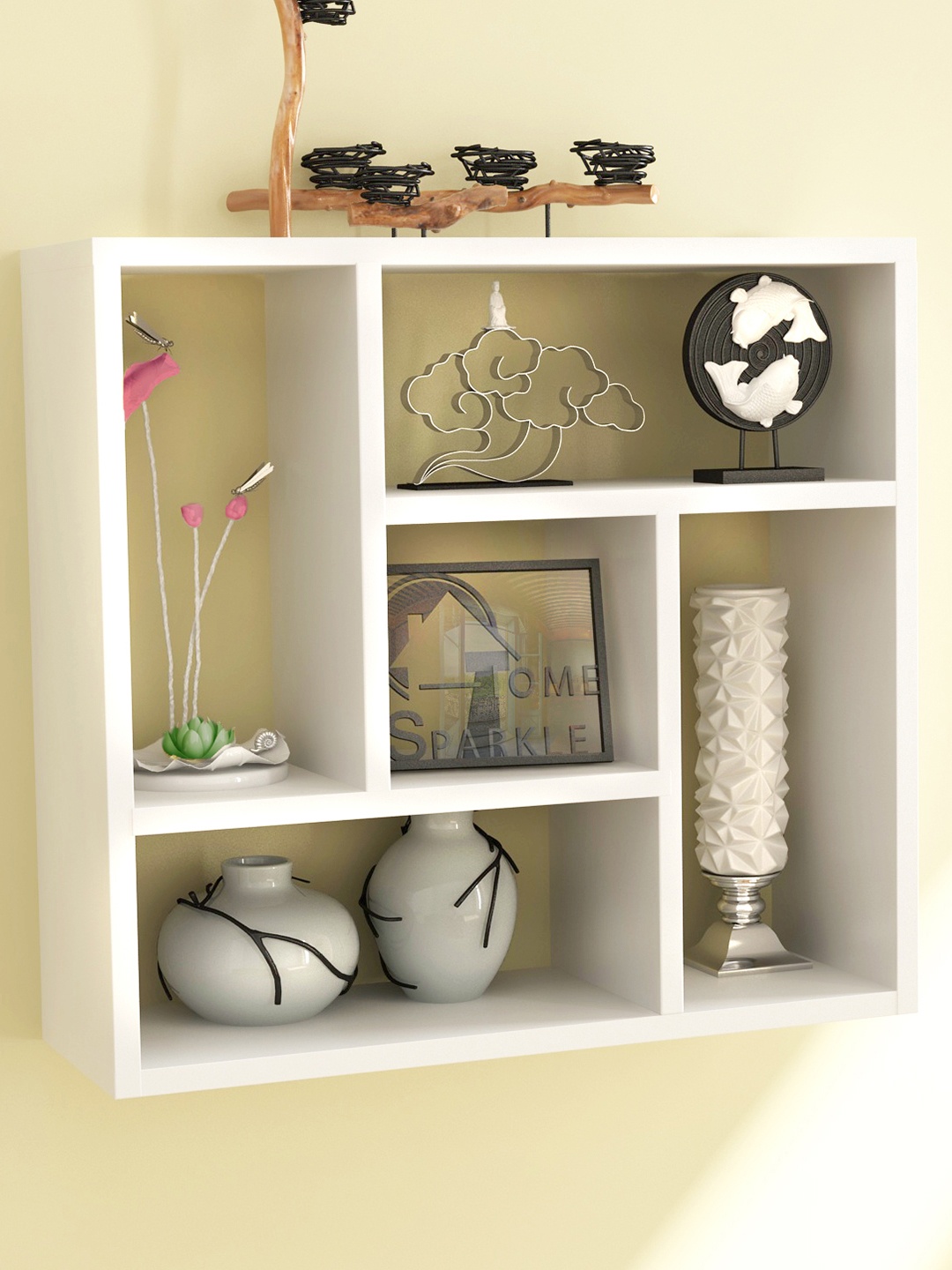 

Home Sparkle White Square Wall Shelf