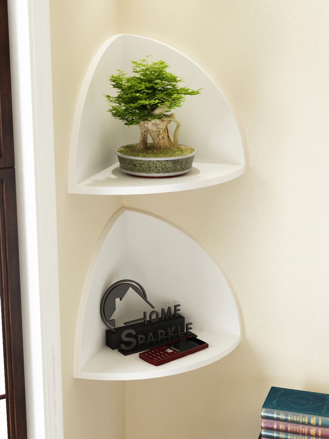 

Home Sparkle Set of 2 White Corner Wall Shelves