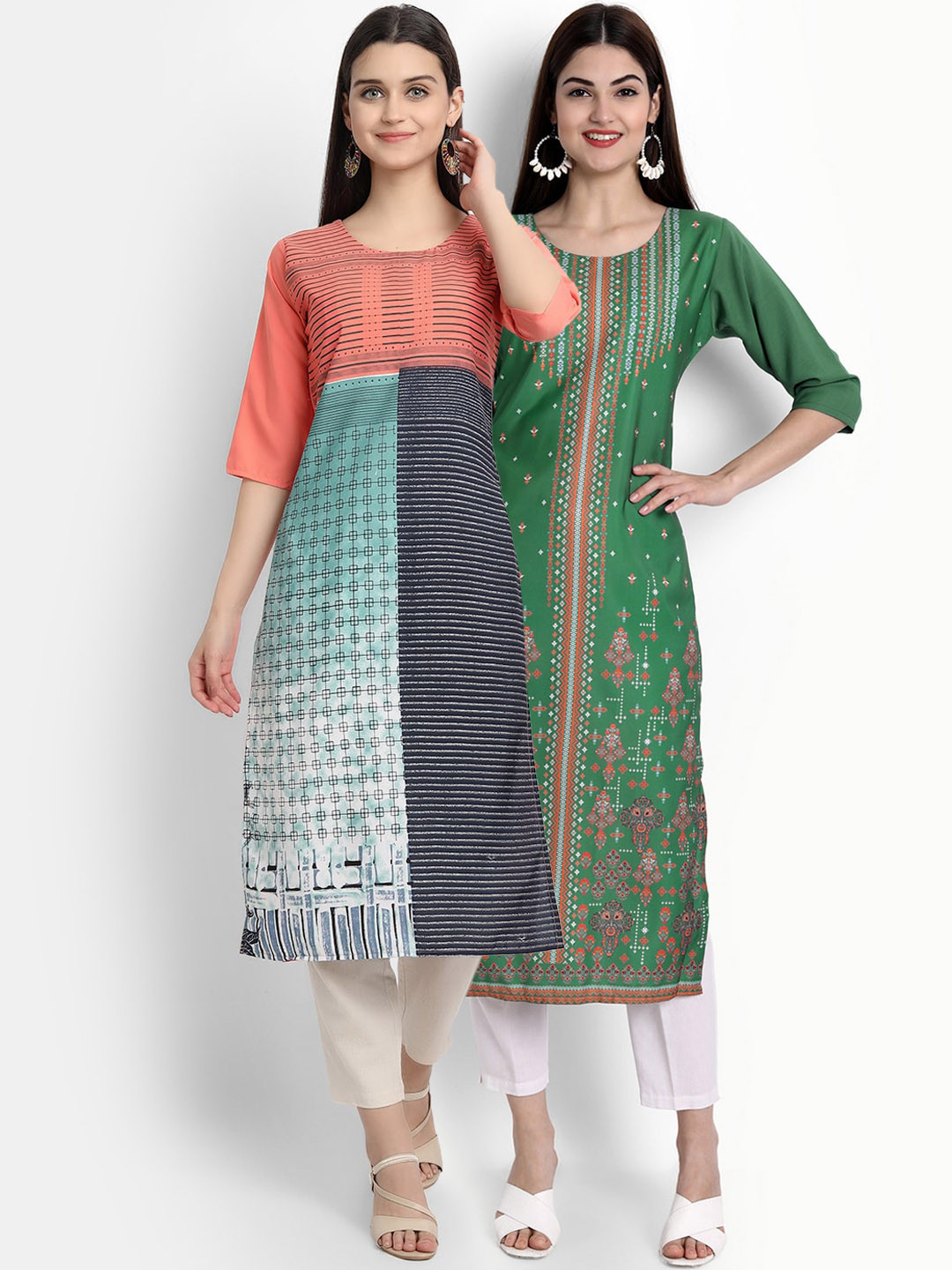 

Ethnic basket Women Pack Of 2 Straight Kurtas, Multi