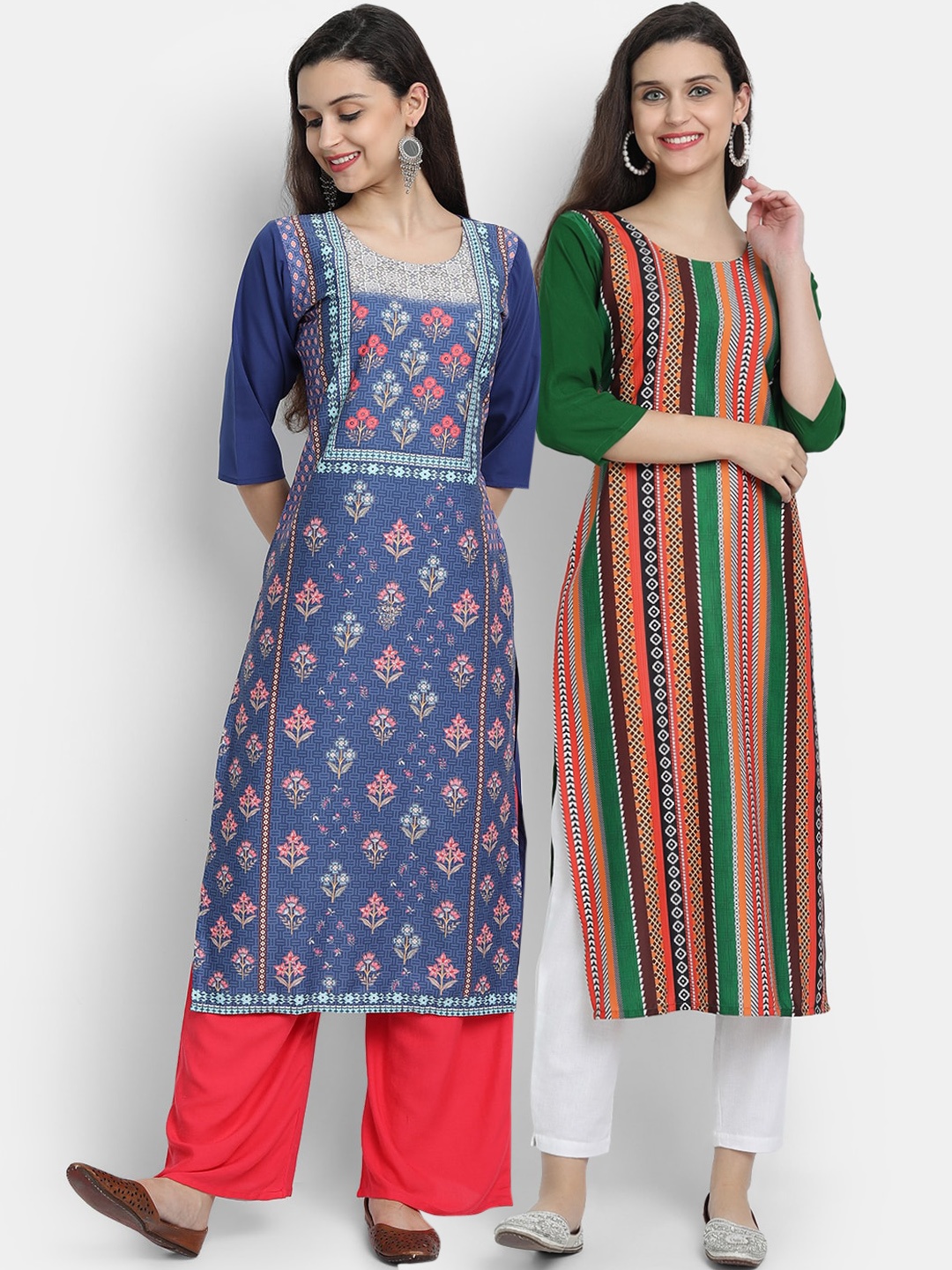 

Ethnic basket Women Multicoloured Ethnic Motifs Printed Thread Work Crepe Kurta, Multi