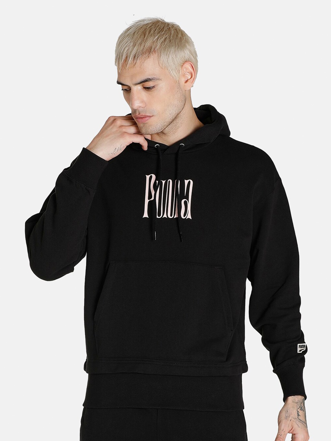 

Puma Men Black Printed Hooded Cotton Sweatshirt