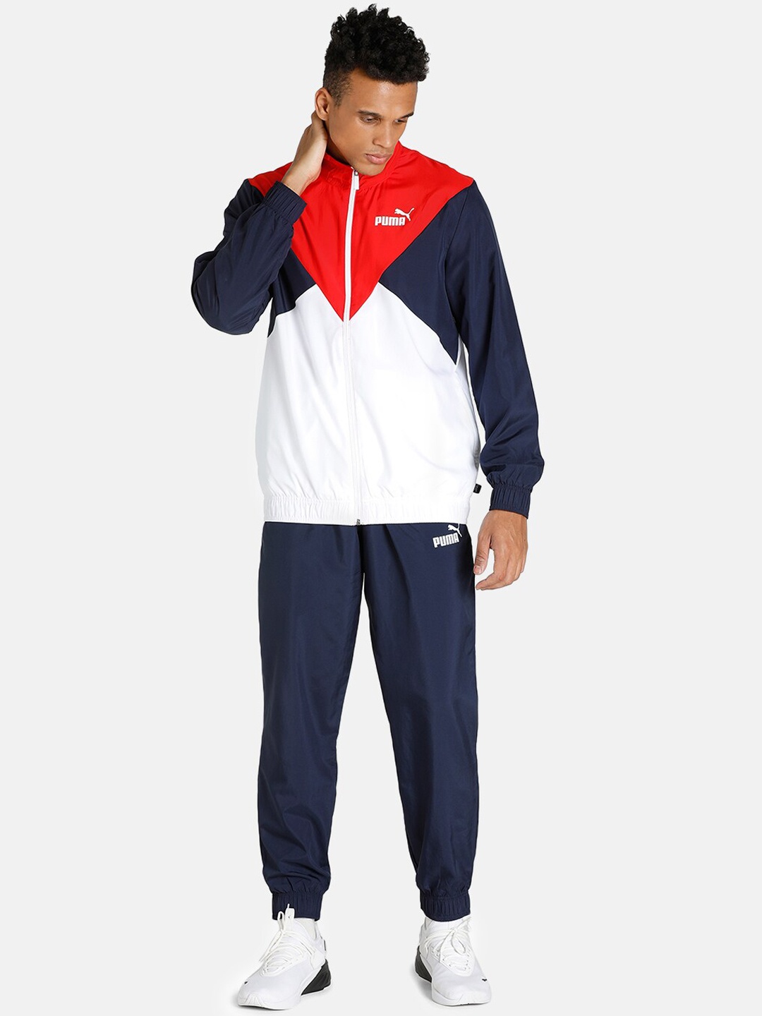 

Puma Men Navy Blue & Red Colourblocked Track Suit