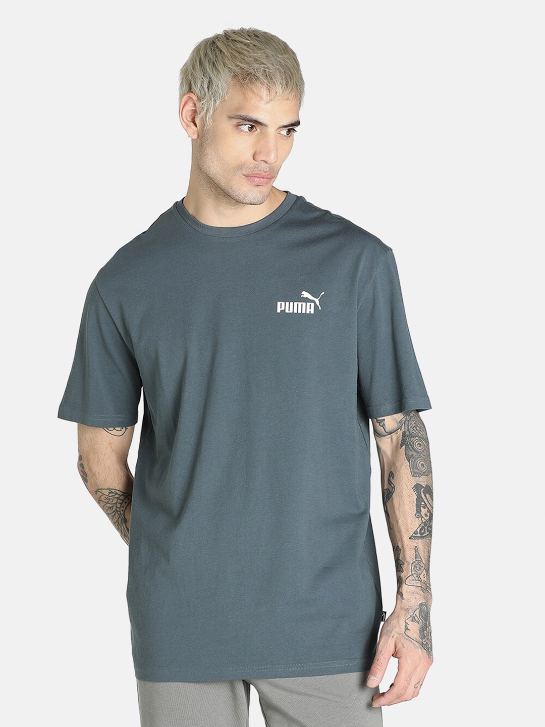 

Puma Men Grey Solid Power Summer Short Sleeve T-shirt
