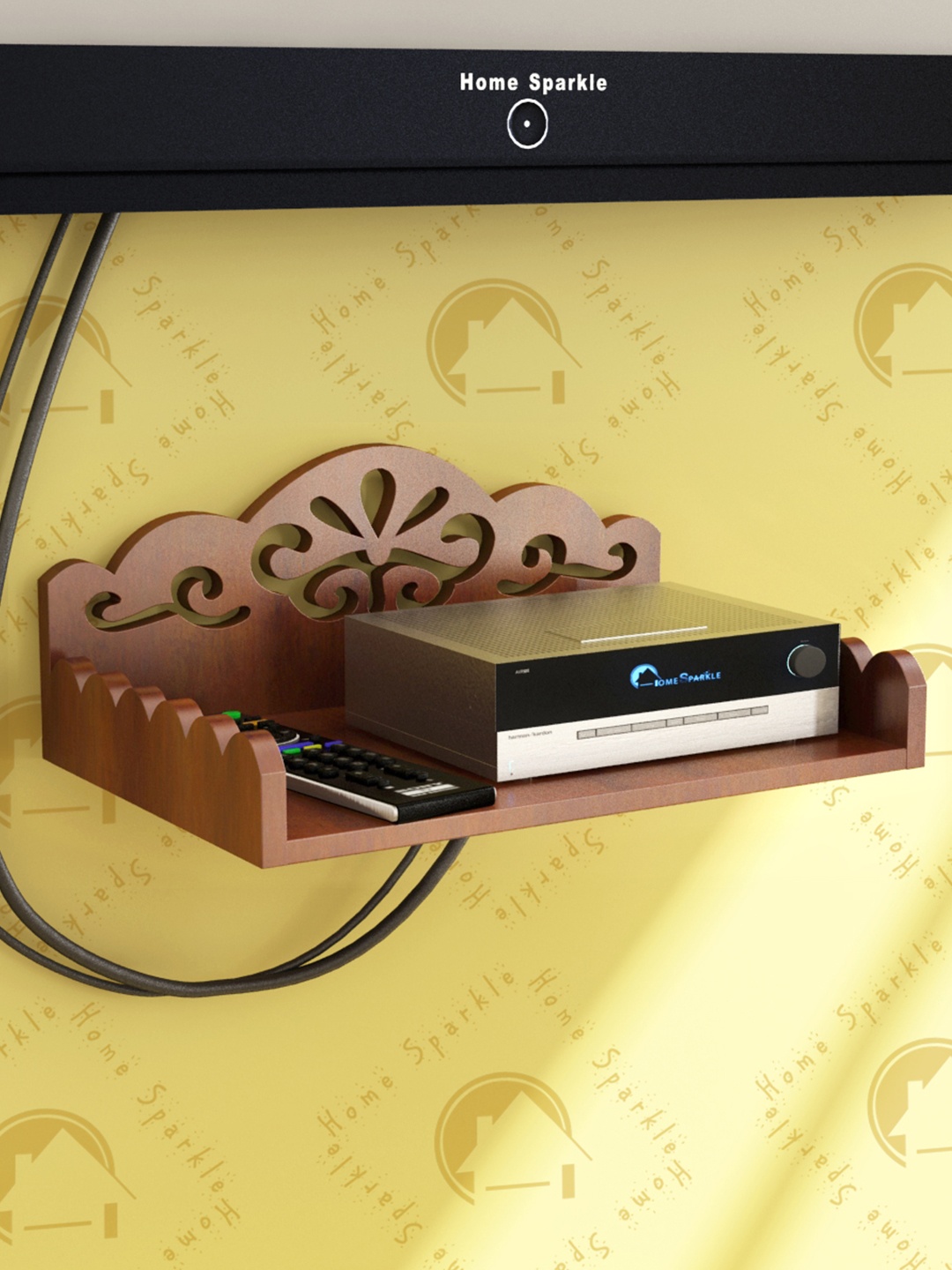 

Home Sparkle Brown Carved Wooden Set Top Box Holder