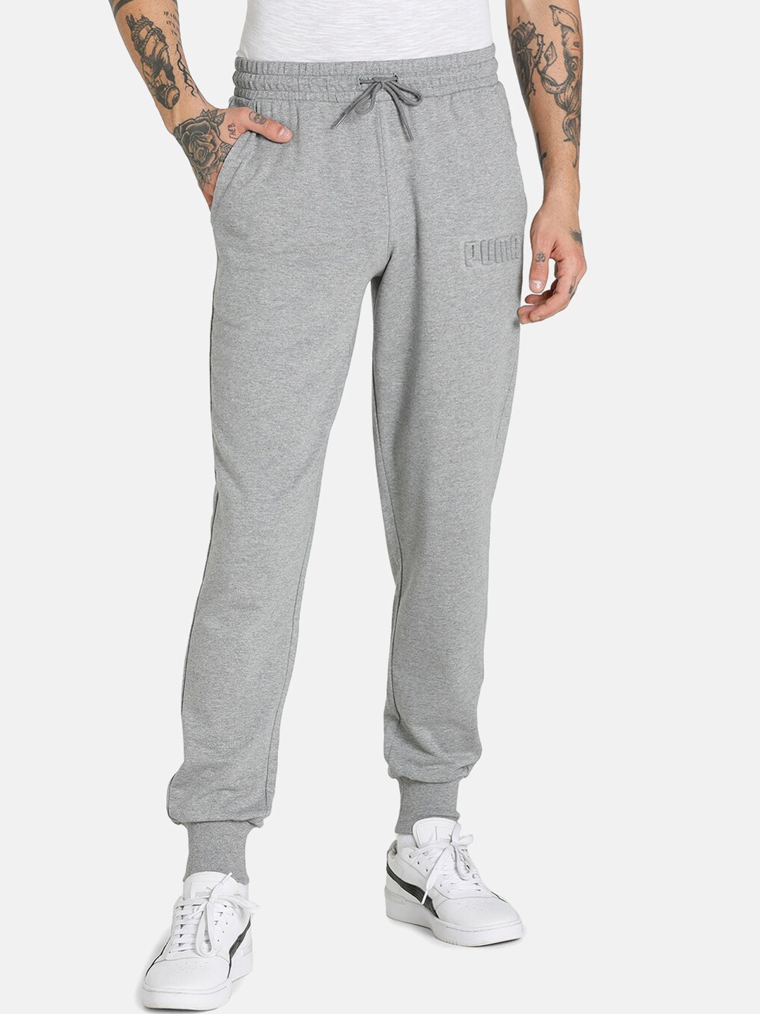 

Puma Men Grey Solid Regular Fit Cotton Joggers