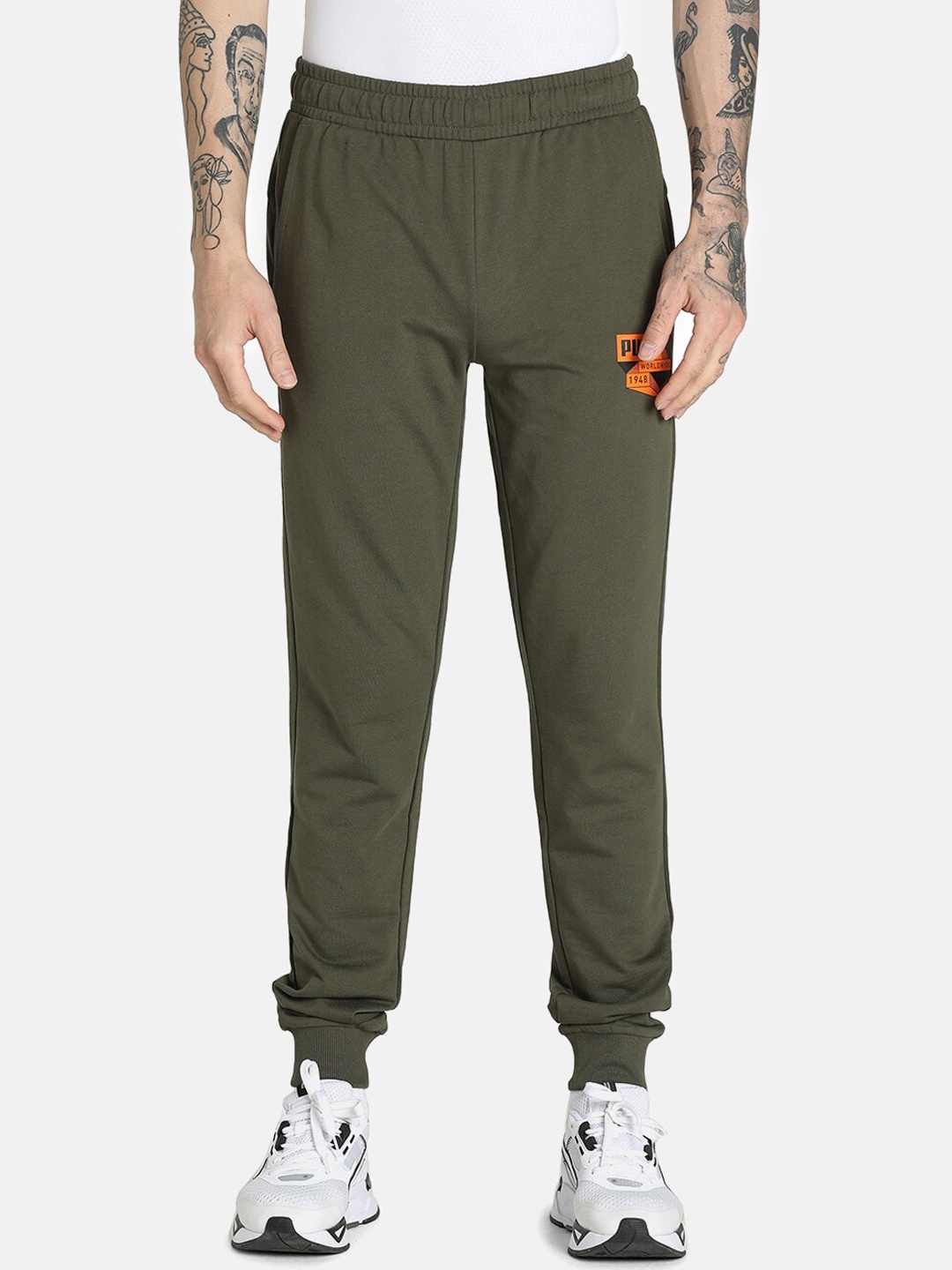 

Puma Men Olive Solid Regular Fit Cotton Joggers