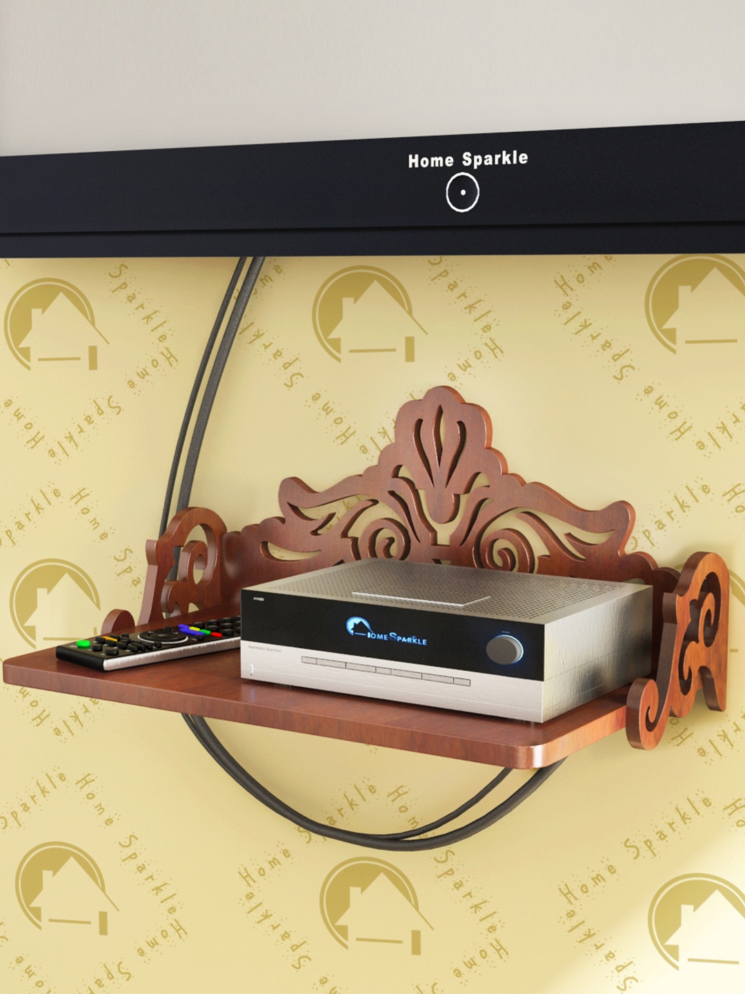 

Home Sparkle Brown Carved Wooden Set Top Box Holder