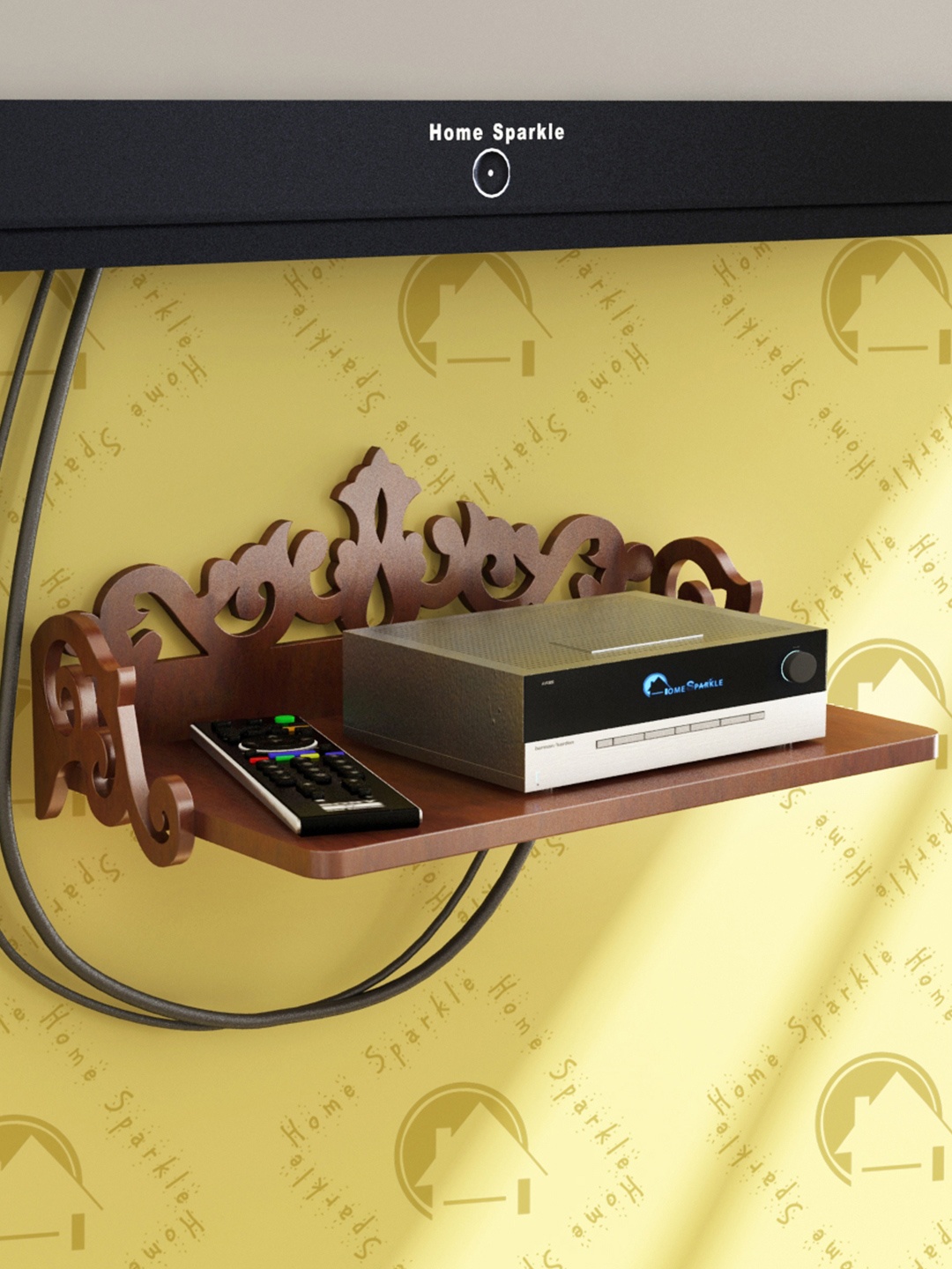 

Home Sparkle Brown Carved Wooden Set Top Box Holder