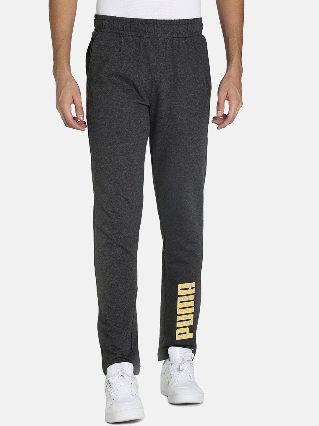 

PUMA Men Grey Brand Logo Sports Slim Fit Track Pants