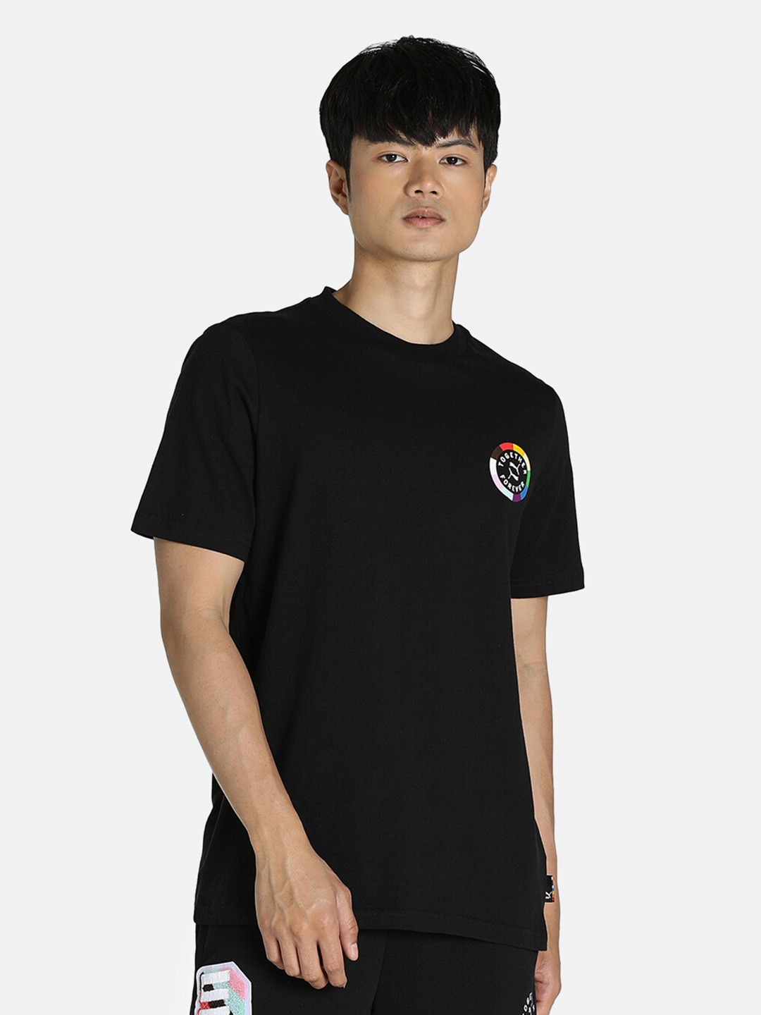 

Puma Men Black Printed Regular Fit Cotton T-shirt