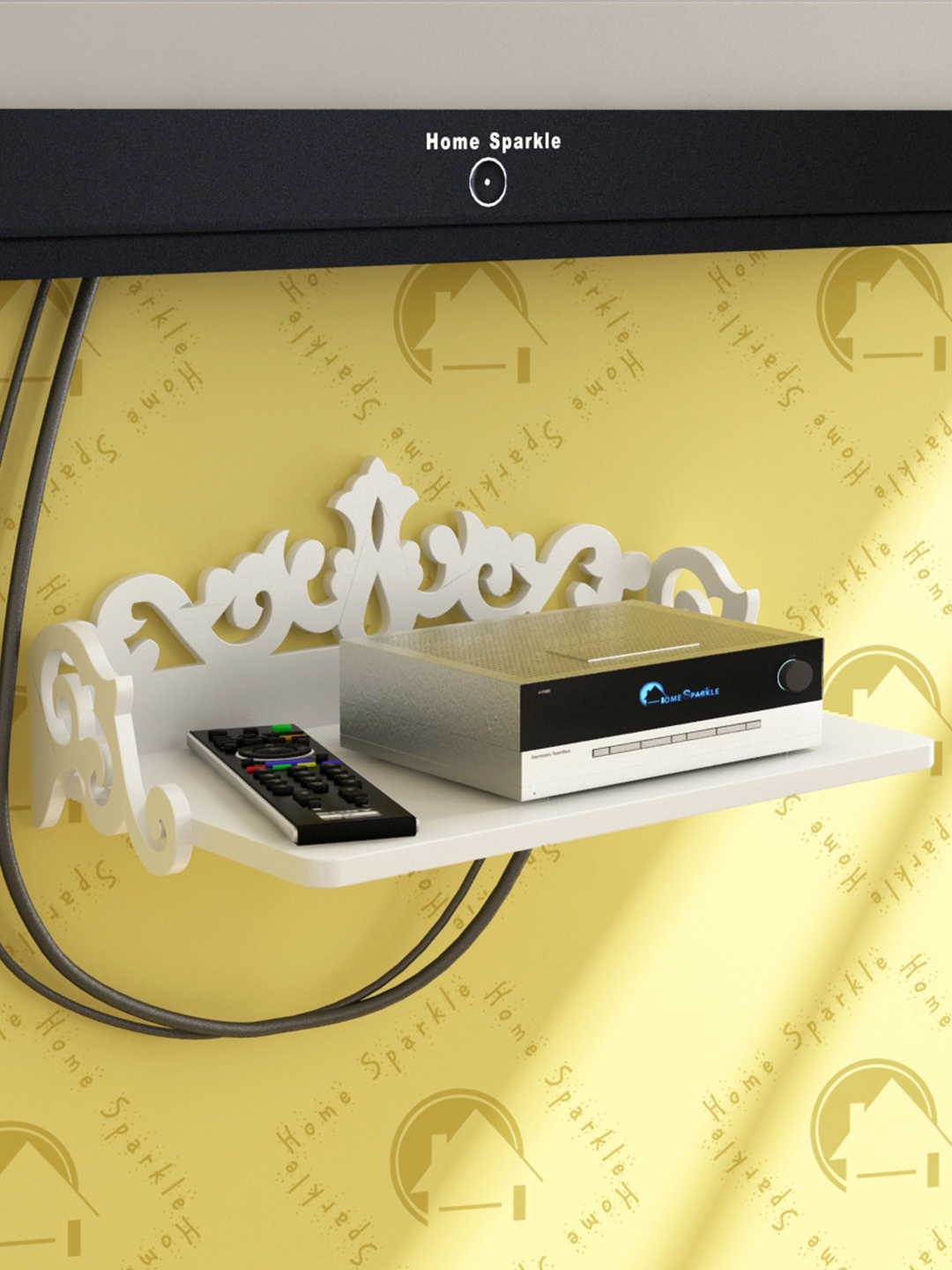 

Home Sparkle White Carved Wooden Set Top Box Holder