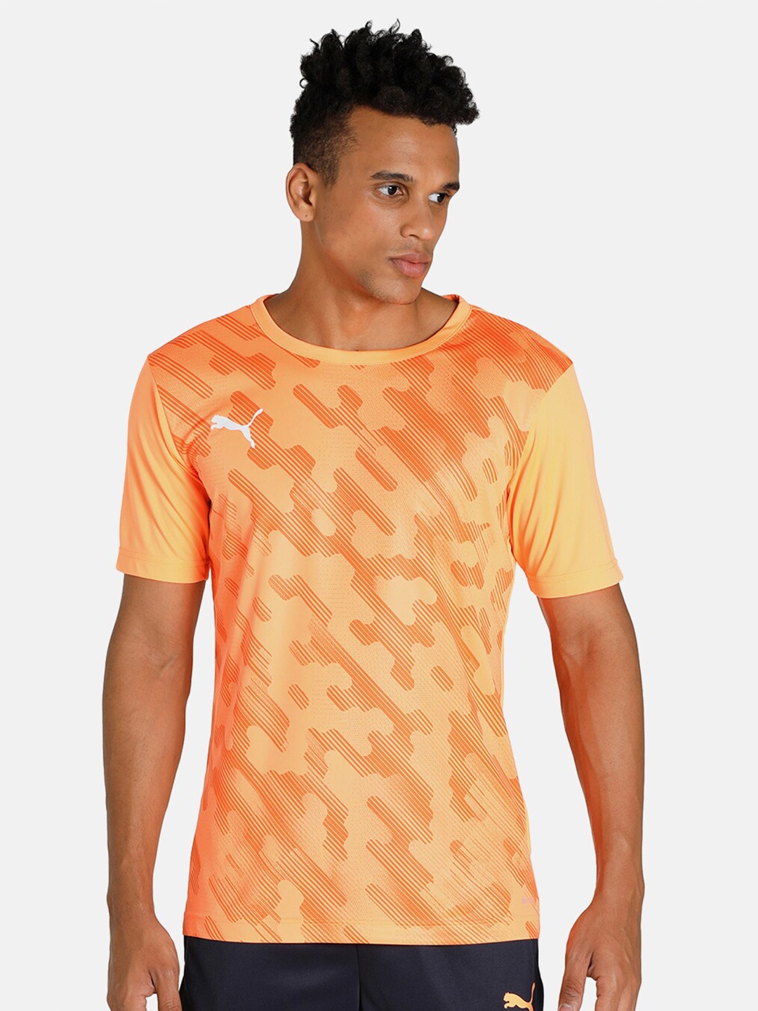 

Puma Men Orange individualRISE Graphic Slim Fit Football T-shirt