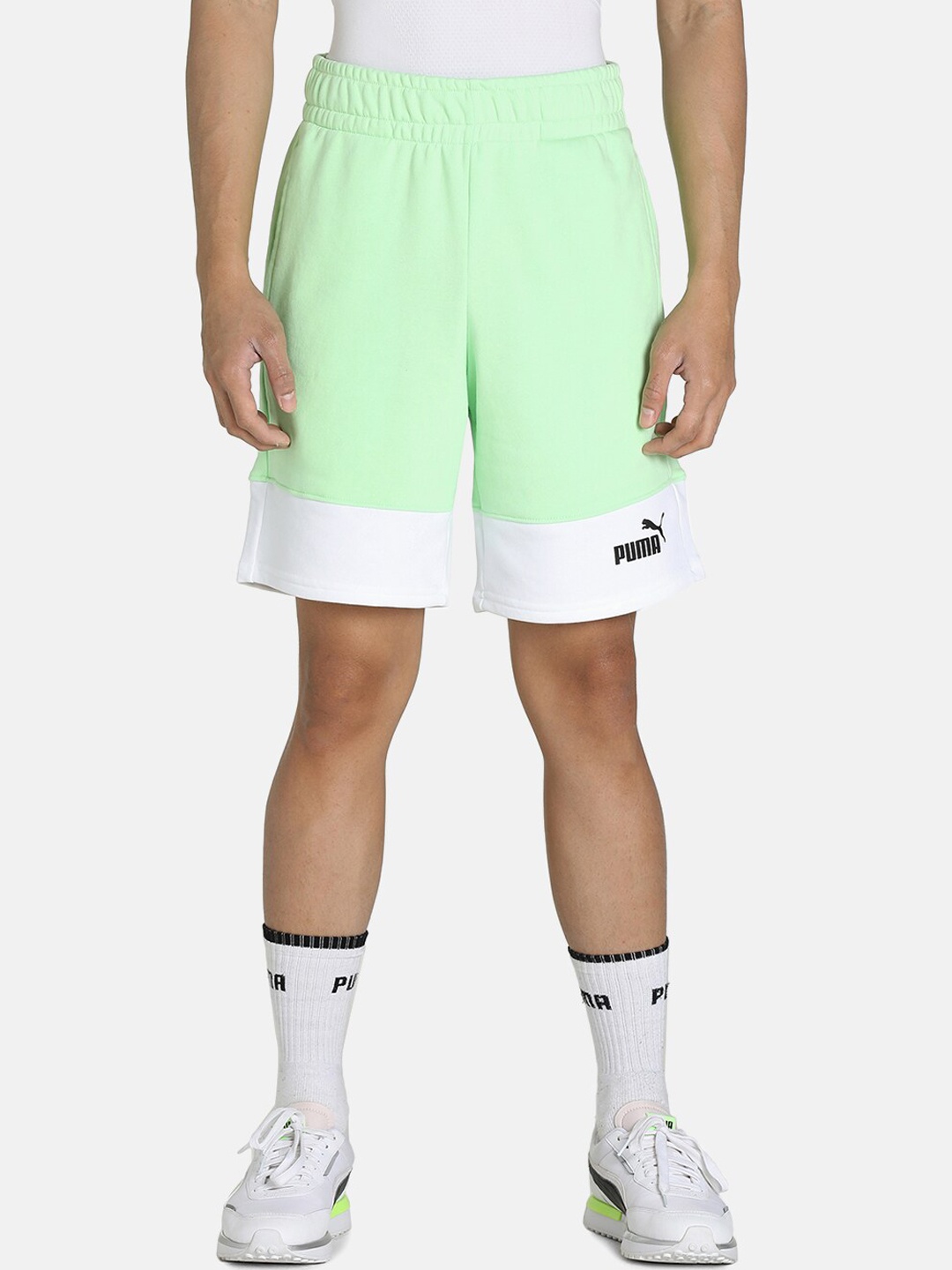 

Puma Men Fluorescent Green Colourblocked Sports Shorts